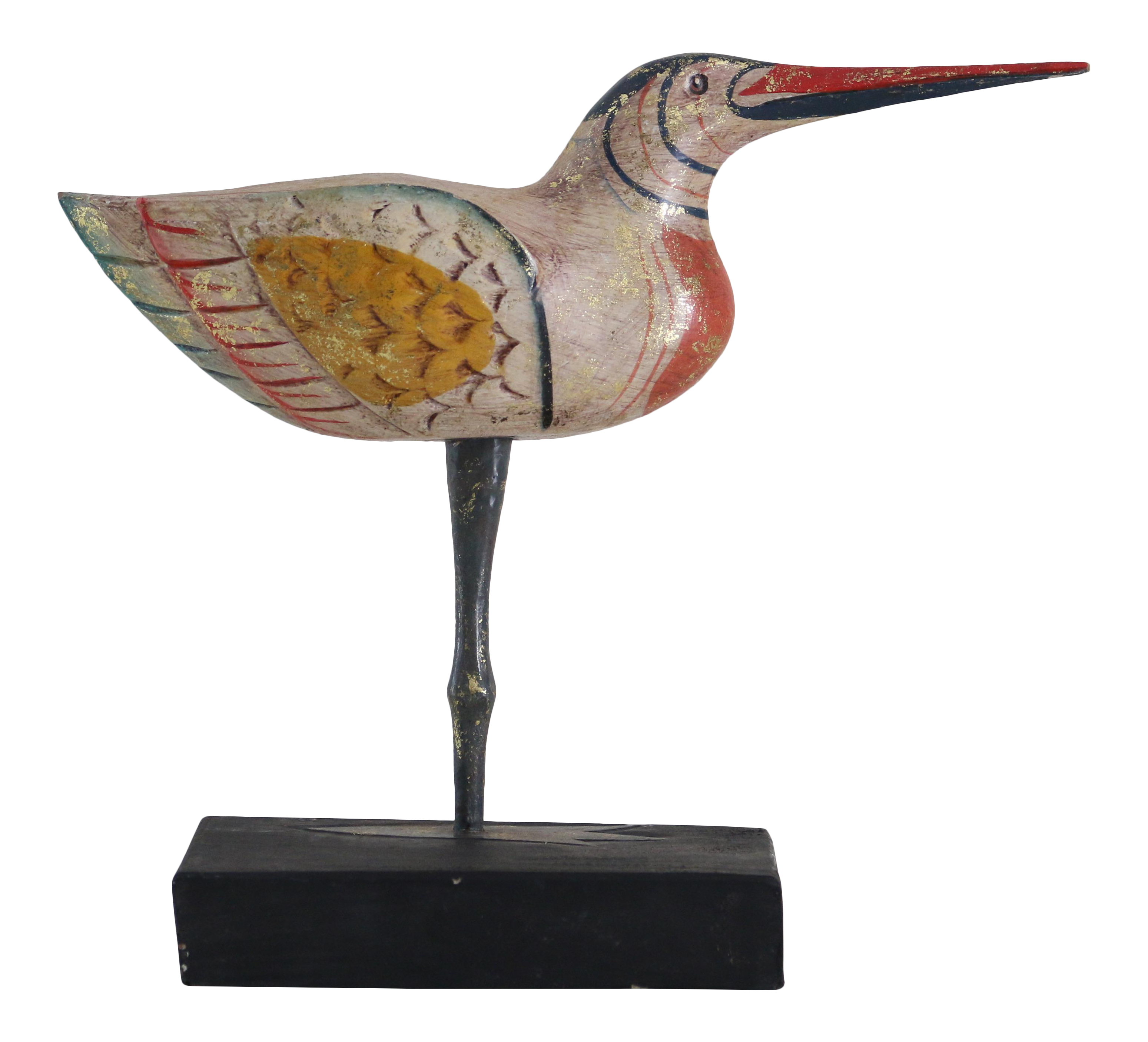 Painted Wooden Bird on Stand Chairish