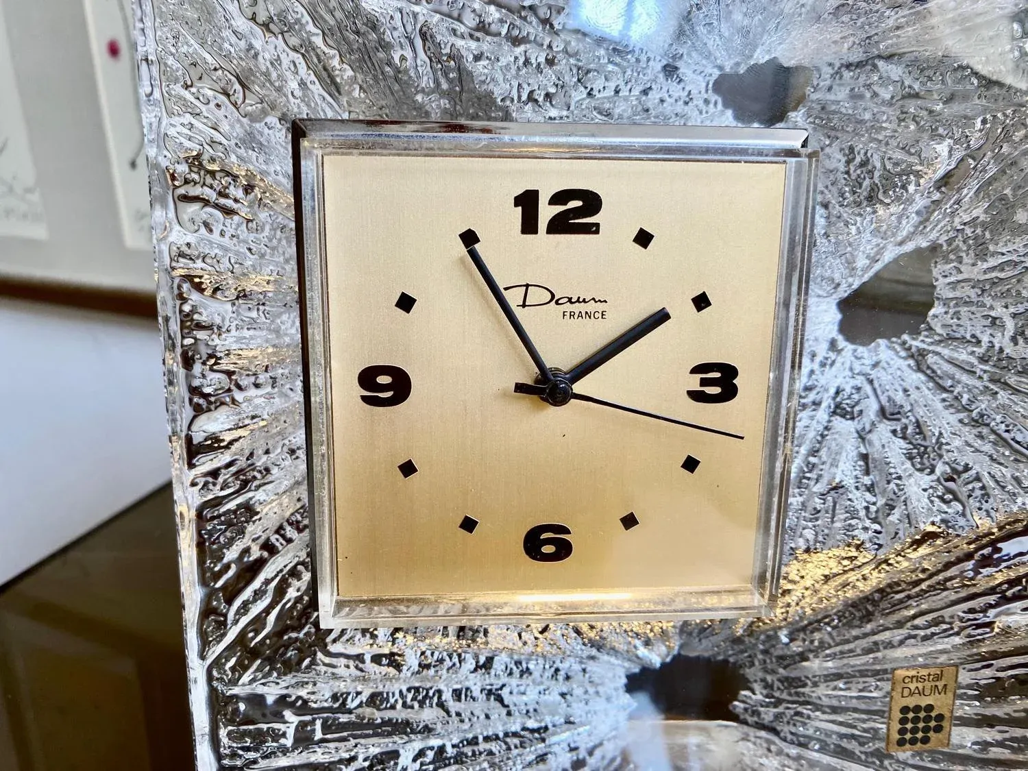 Crystal Table Clock from Daum, France, 1950s | Chairish