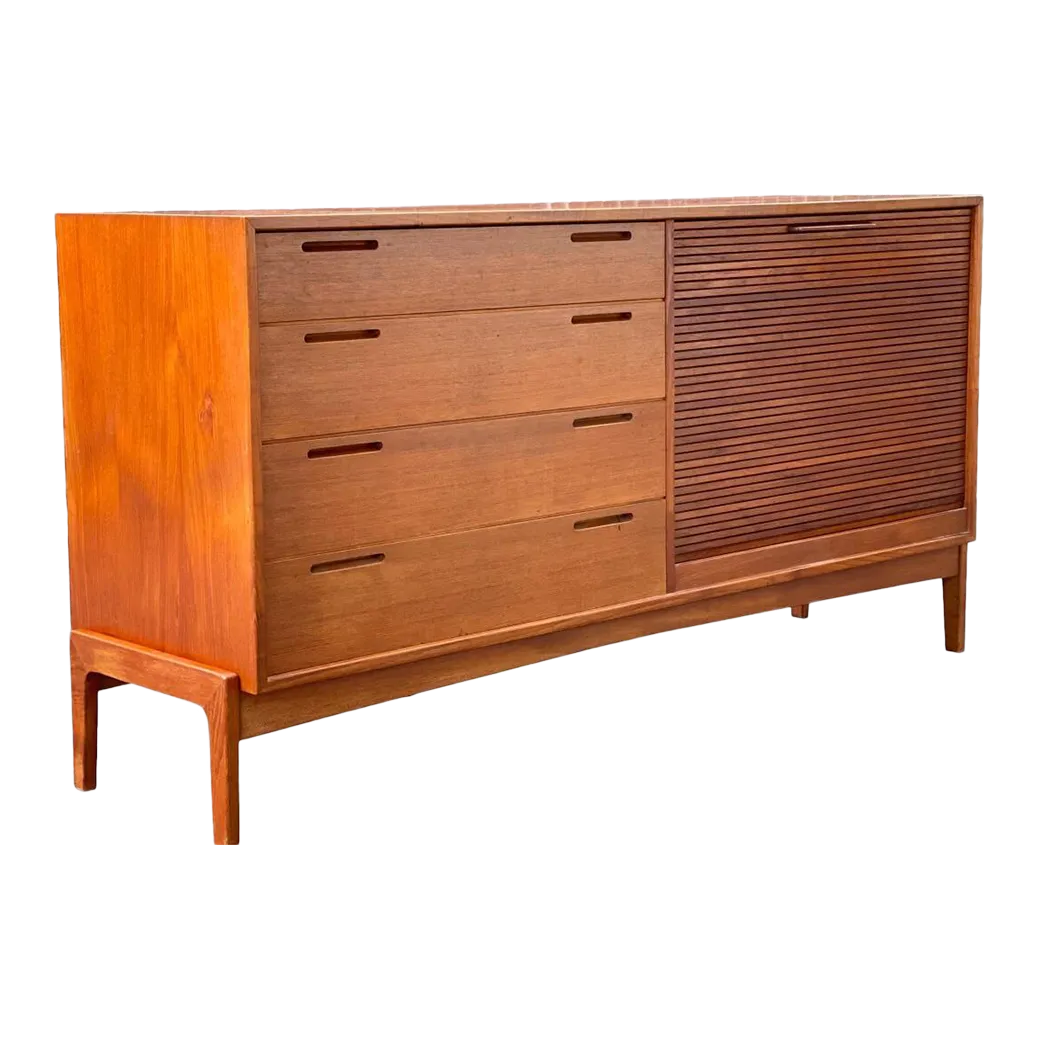Vintage Imported Danish Modern Teak Credenza/Buffet. Tambour Door by