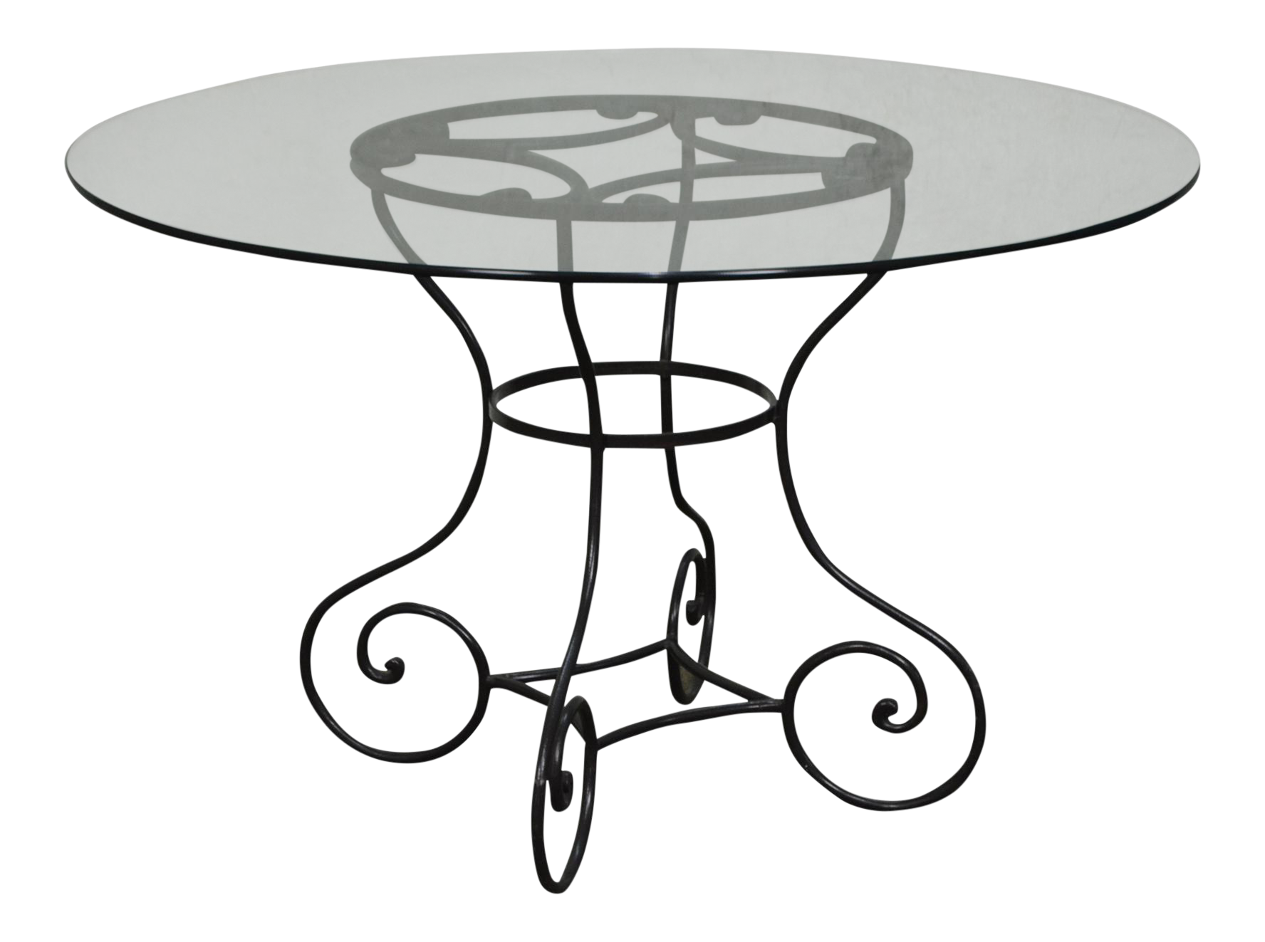Custom Wrought Iron Base 48" Round Glass Top Dining Table Chairish