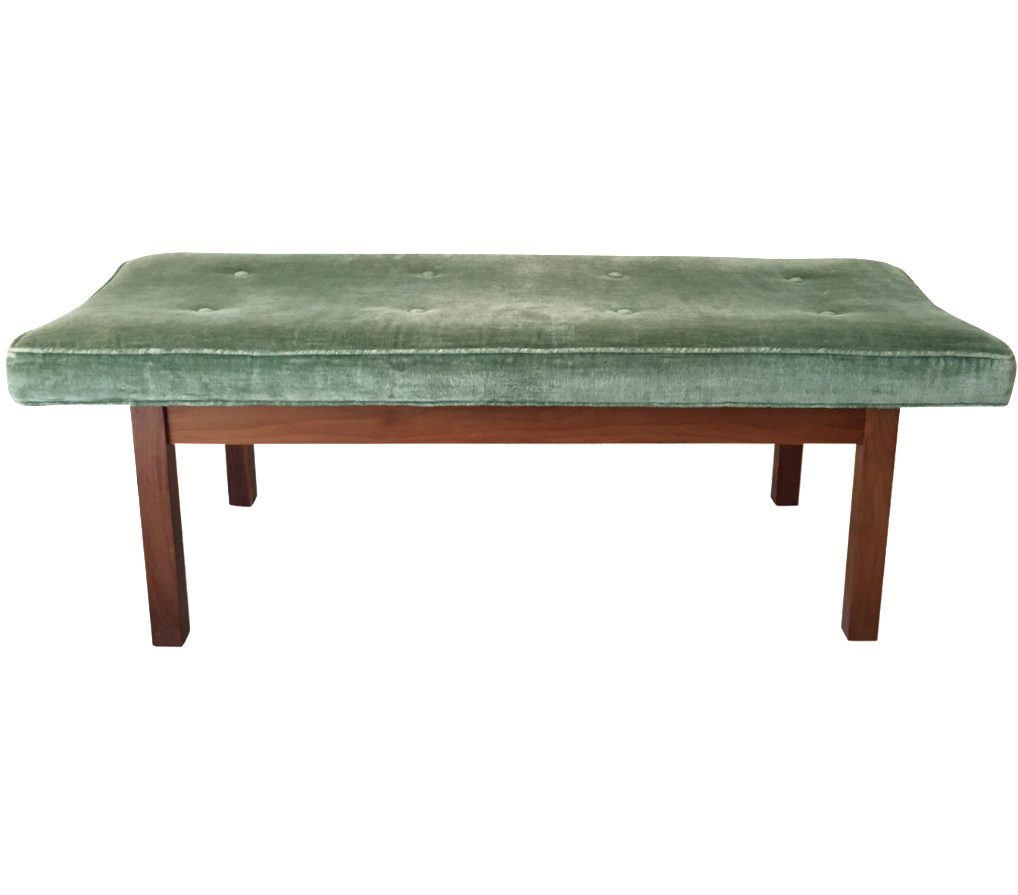 Walnut and Green Velvet Dunbar Style Bench Chairish