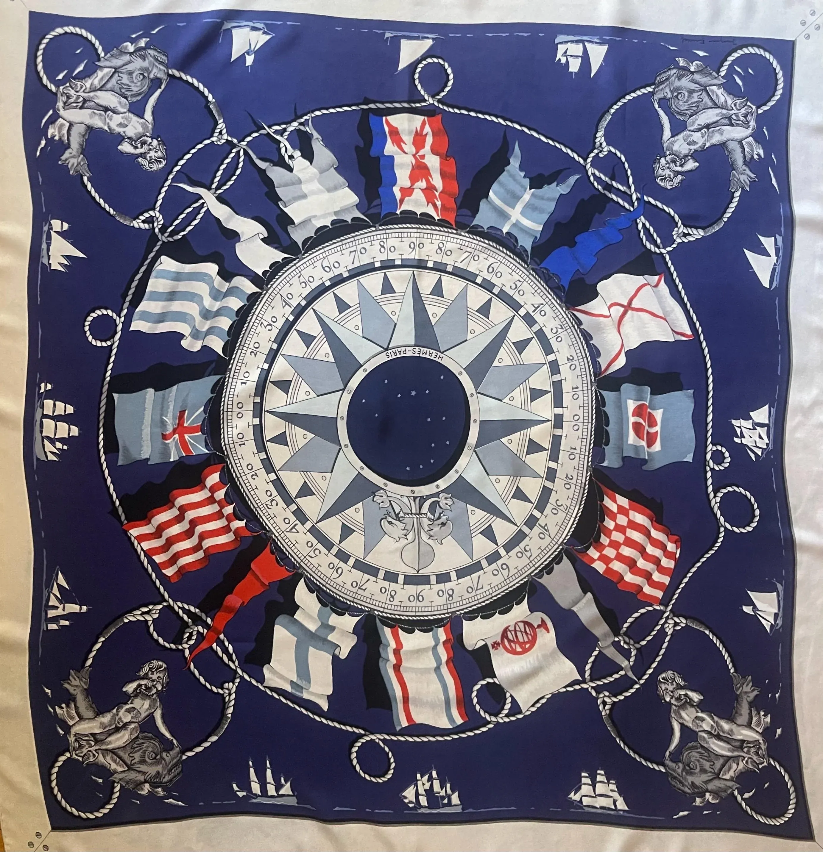 Hermès Silk Scarf “Sextants” 1981 | Chairish