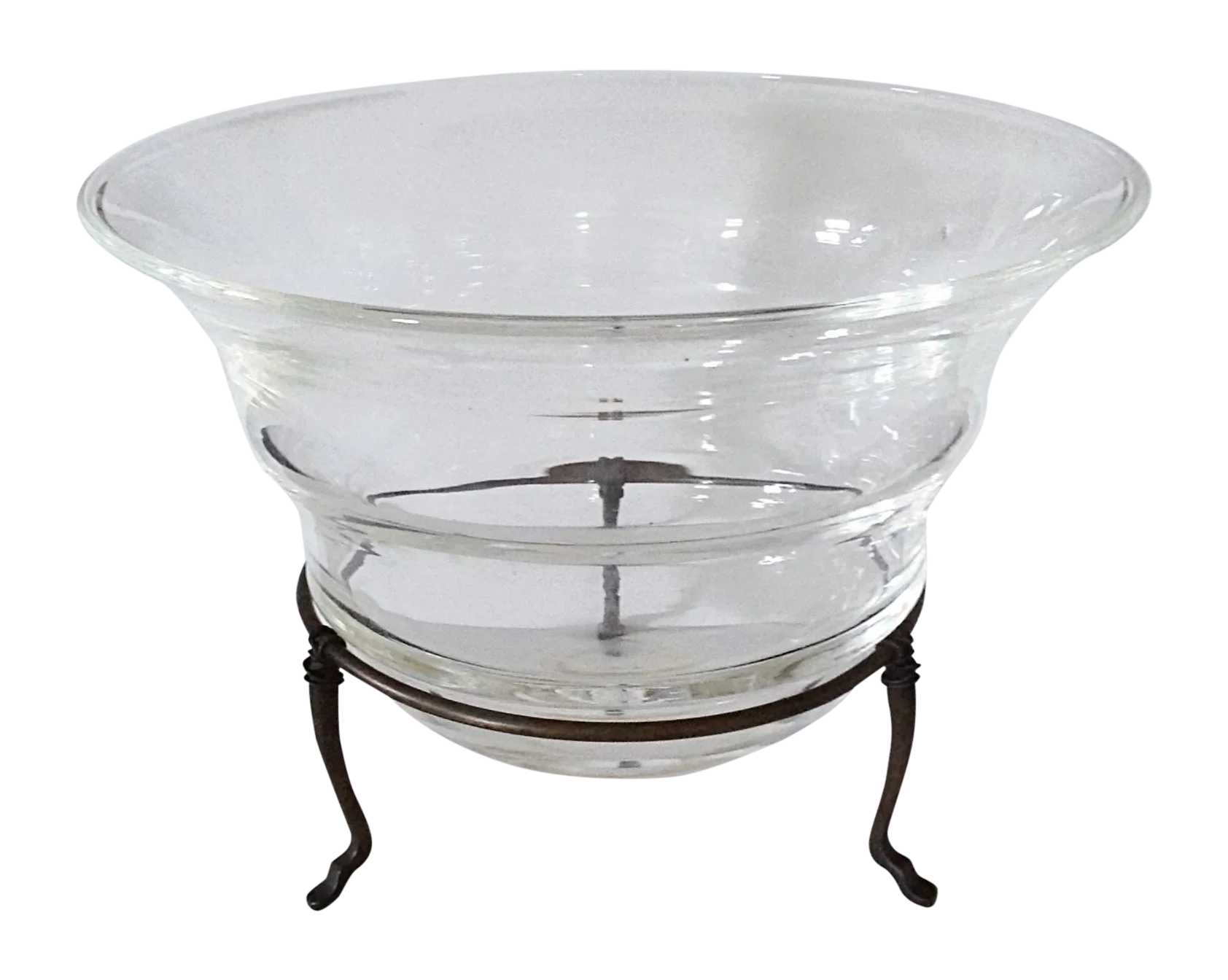 Transparent Glass Bowl on Metal Stand Chairish