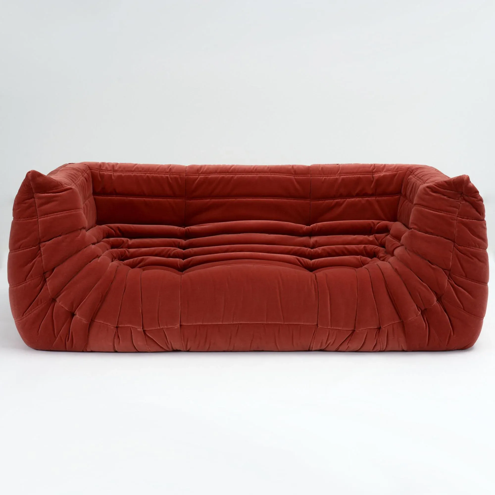 Vintage Ligne Roset Togo Medium Sofa in Dark Pink Velvet | Chairish