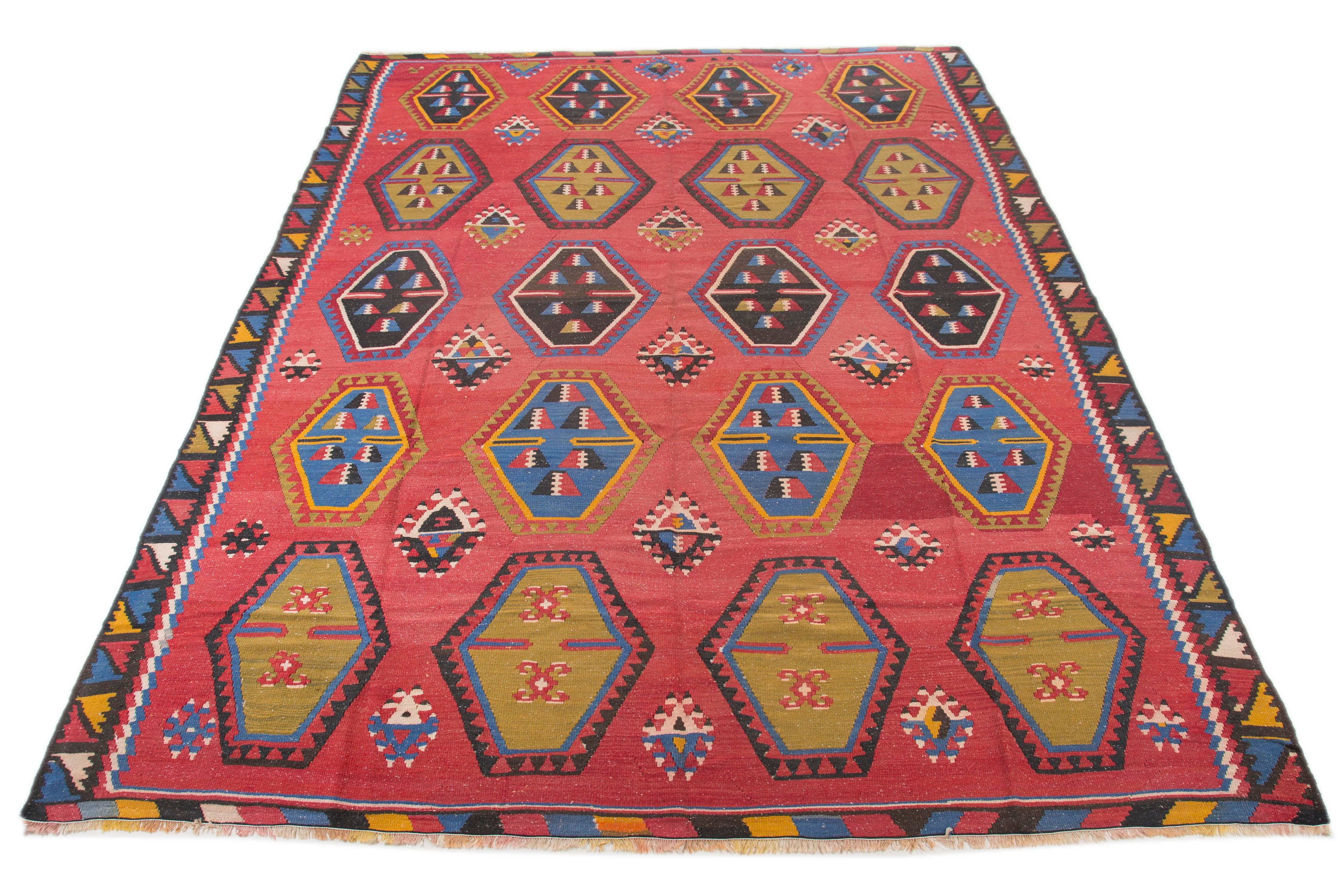 Antique HandWoven Wool Turkish Rug 8′11″ X 11′2″ Chairish