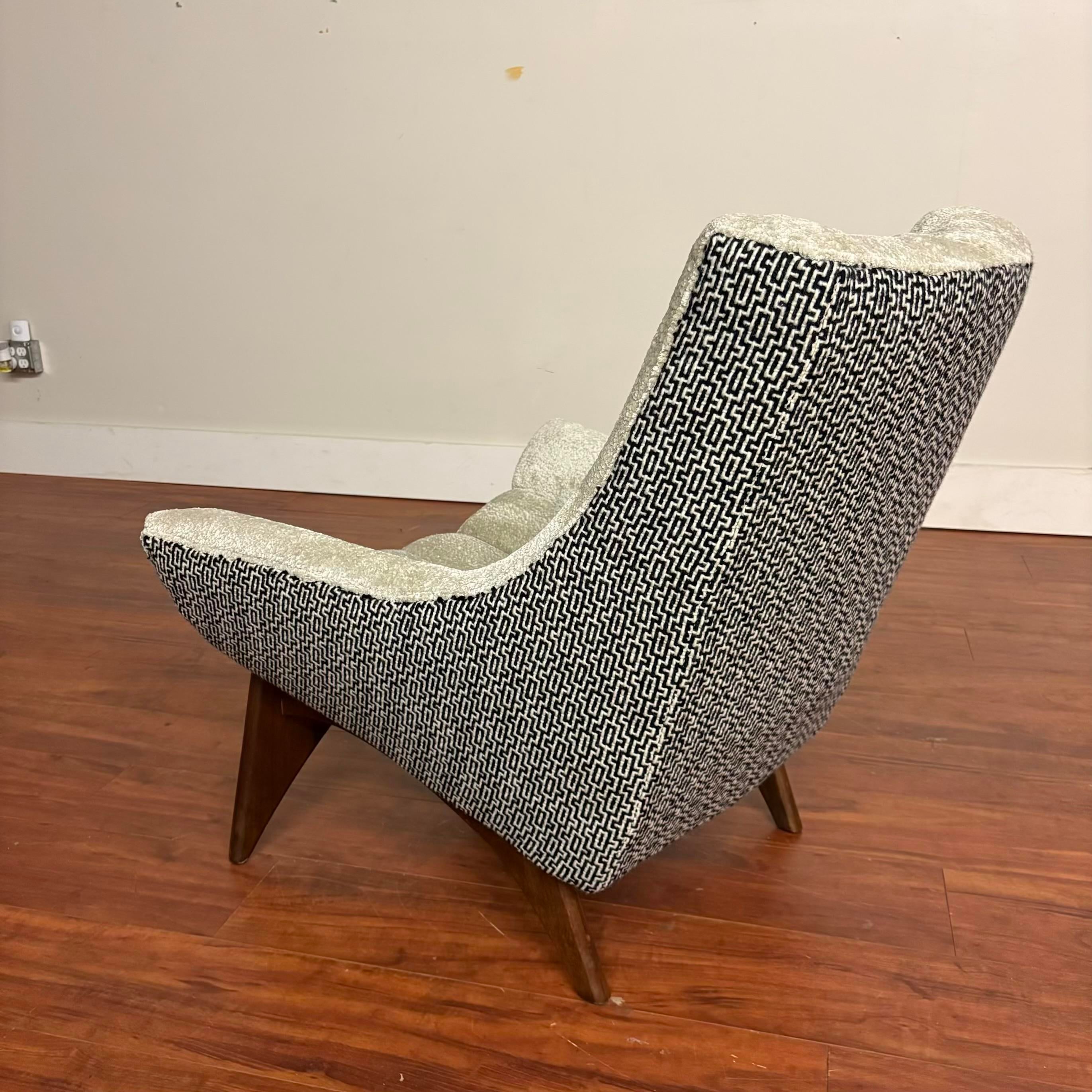 Mid-Century Adrian Pearsall Lounge Chair, Newly Reupholstered in Knoll Ita & Nobilis Arctique