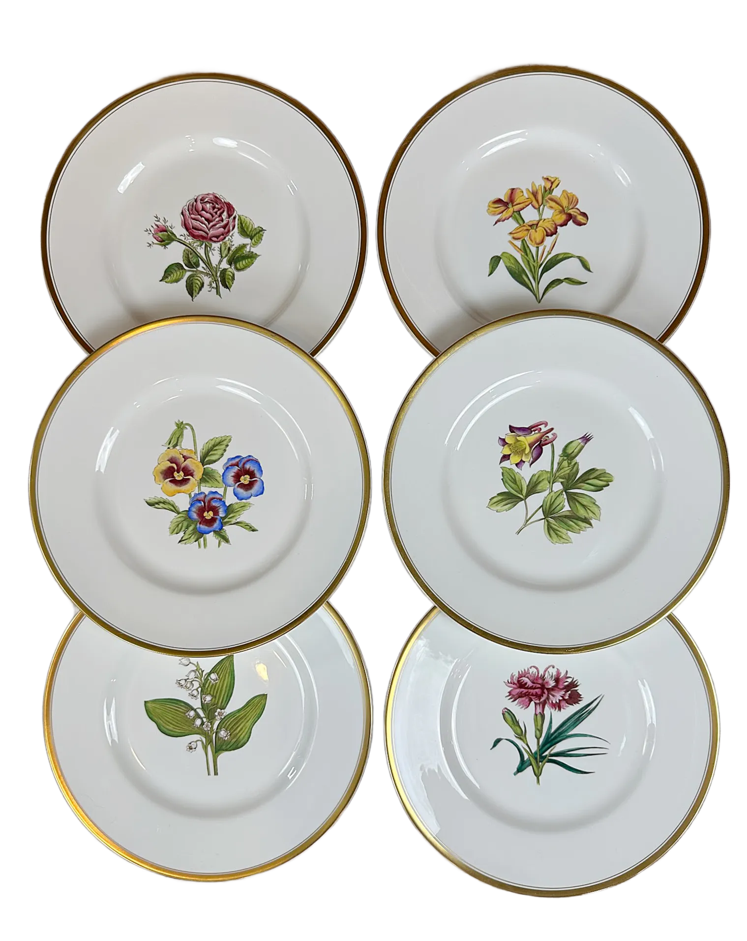 6枚セット 【 WORCESTER】(ロイヤル・ウースター)プレート Vintage Hand Painted Royal Worcester Floral Dinner Plates - Set of