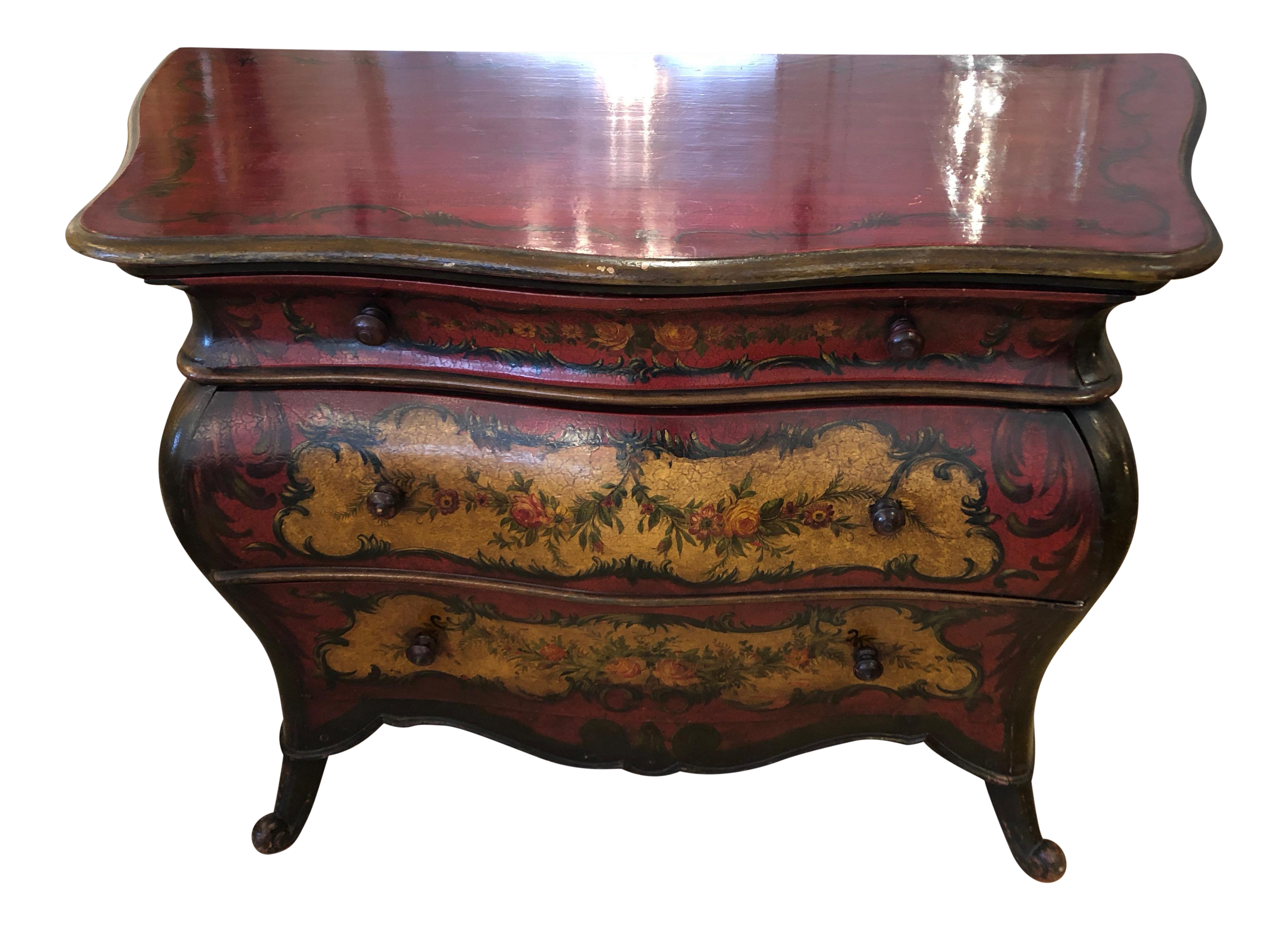 19th Century Traditional Barn Red Painted Bombay Style Chest Of