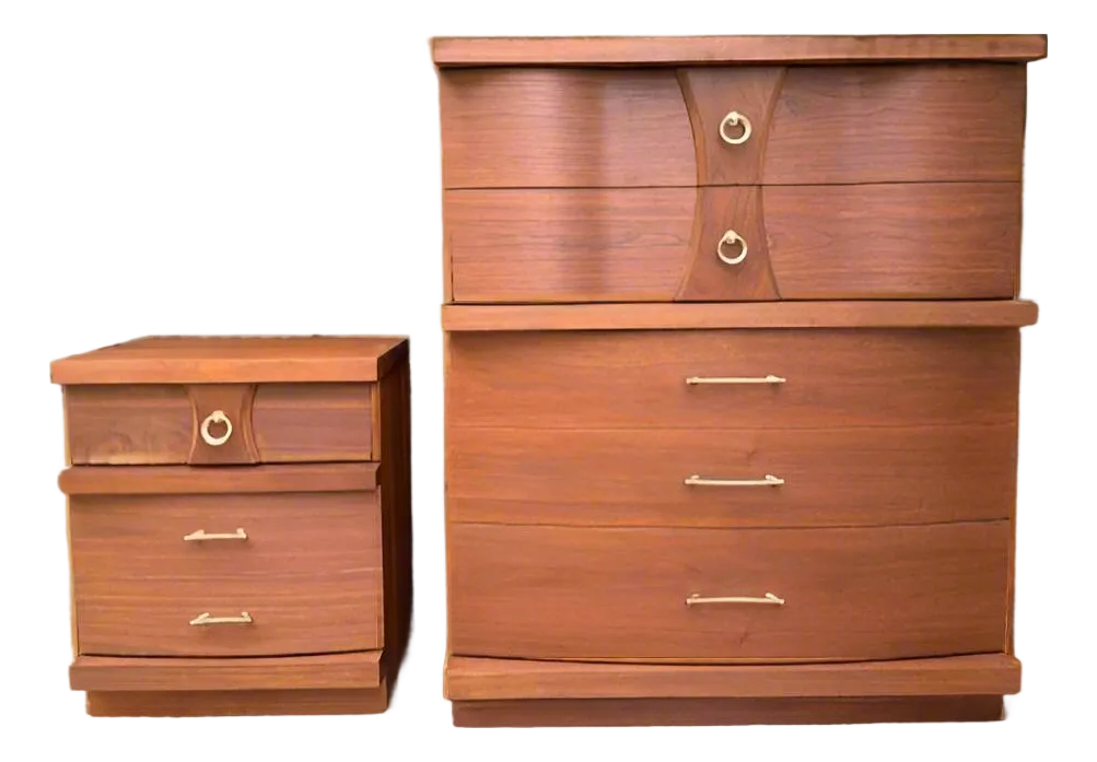 Vintage 1960s Refurbished Bassett Mid Century Modern Chest Dresser