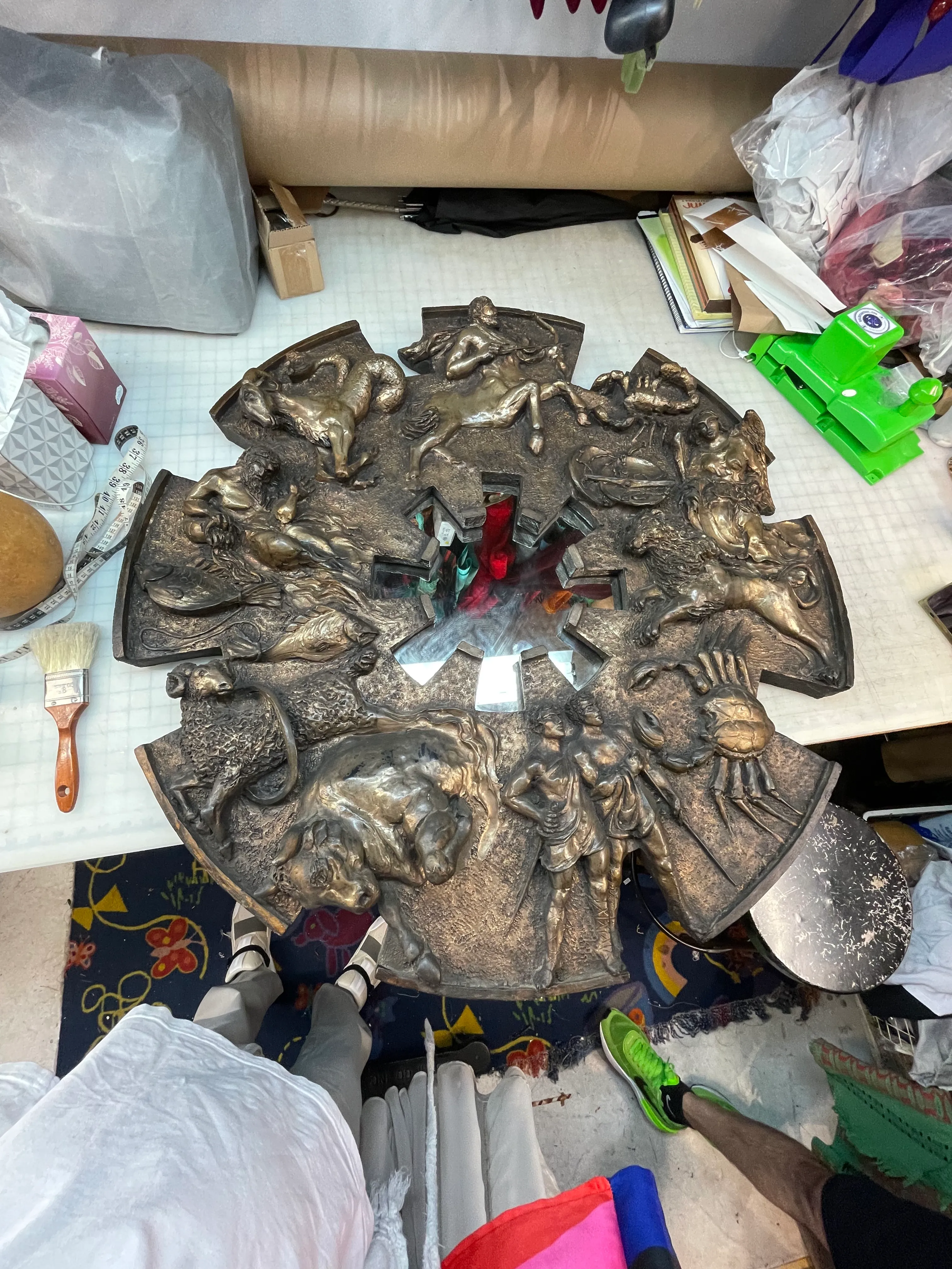 Mid Century 1960s Cast Resin Brutalist Horoscope Zodiac Mirror