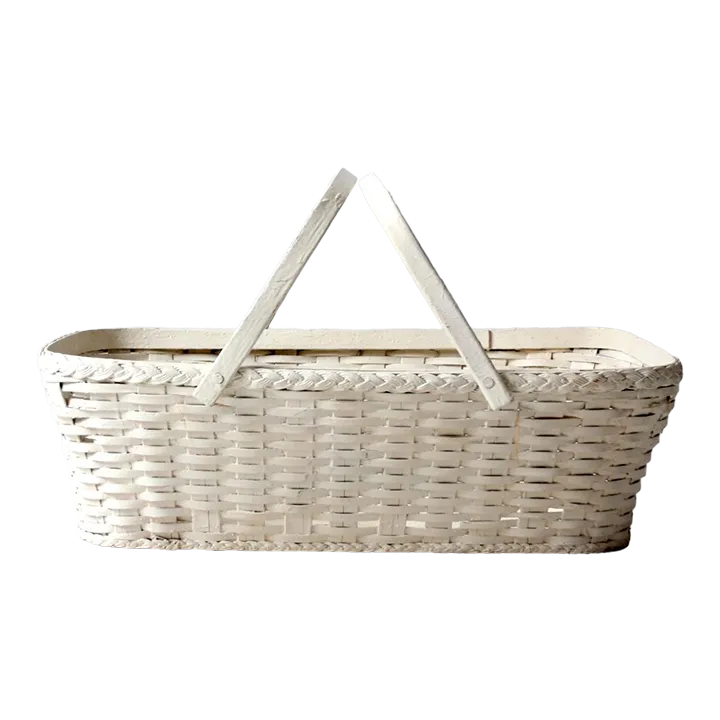 Antique White Wicker Basket Chairish