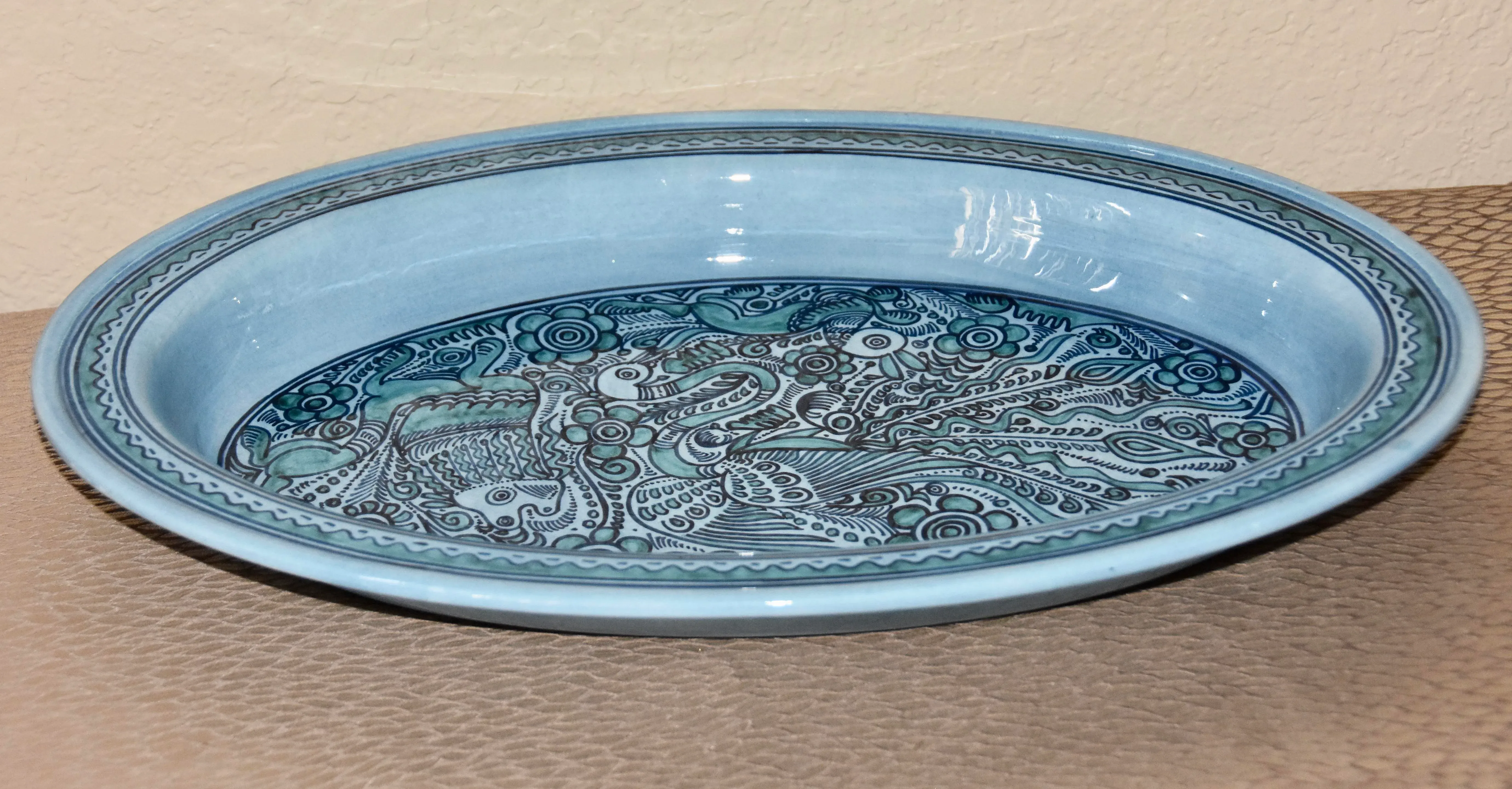 Felix Tissot Fantasia Taxco Mexican Artisan Modernist Pottery Oval
