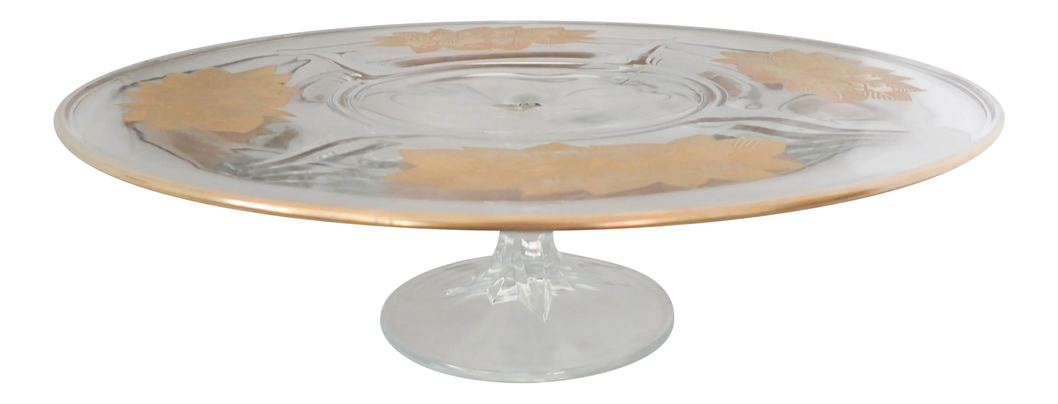 Floral Gold Cut Glass Cake Stand Chairish