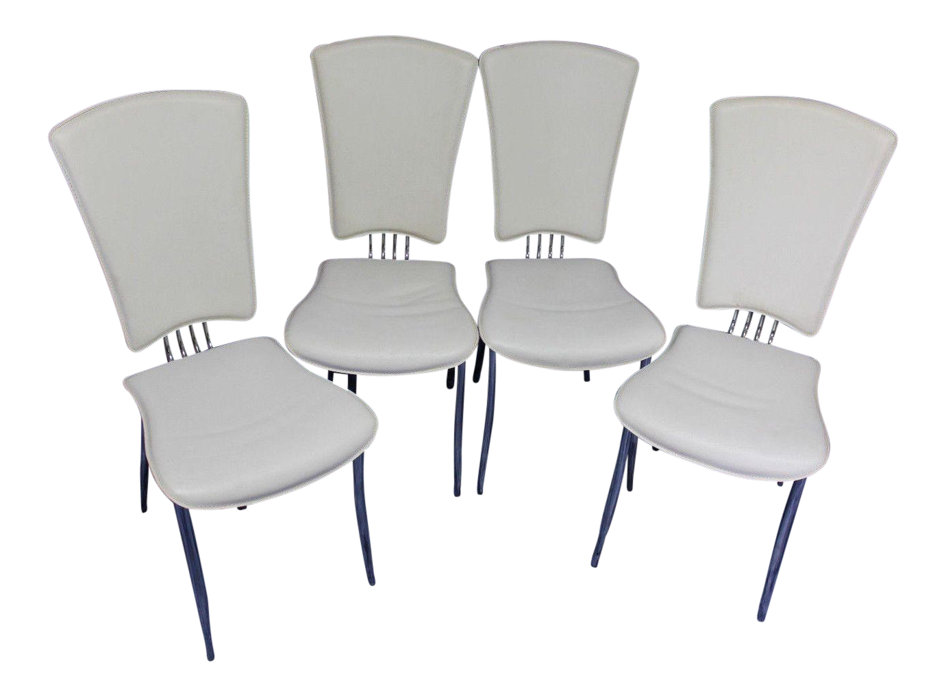 White Leather Dining Side Chairs Set of 4 Chairish