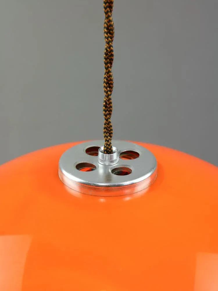 Space Age Italian Orange Acrylic Glass Pendant Lamp, 1970s