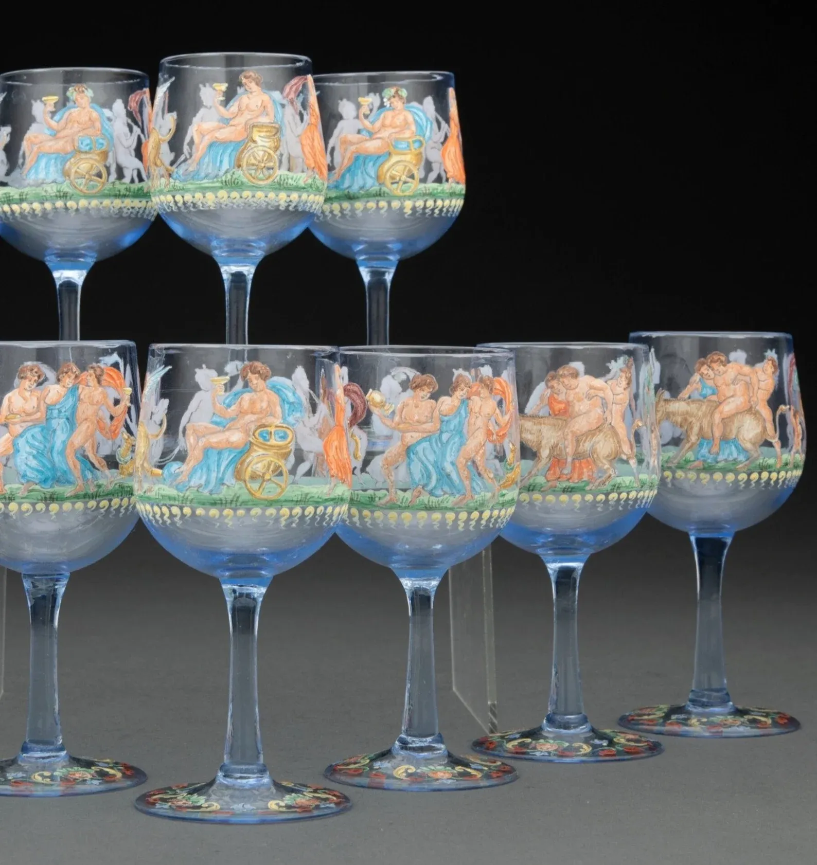 Rare 19th C. Venice & Murano Glass Salviati Attrib Enameled