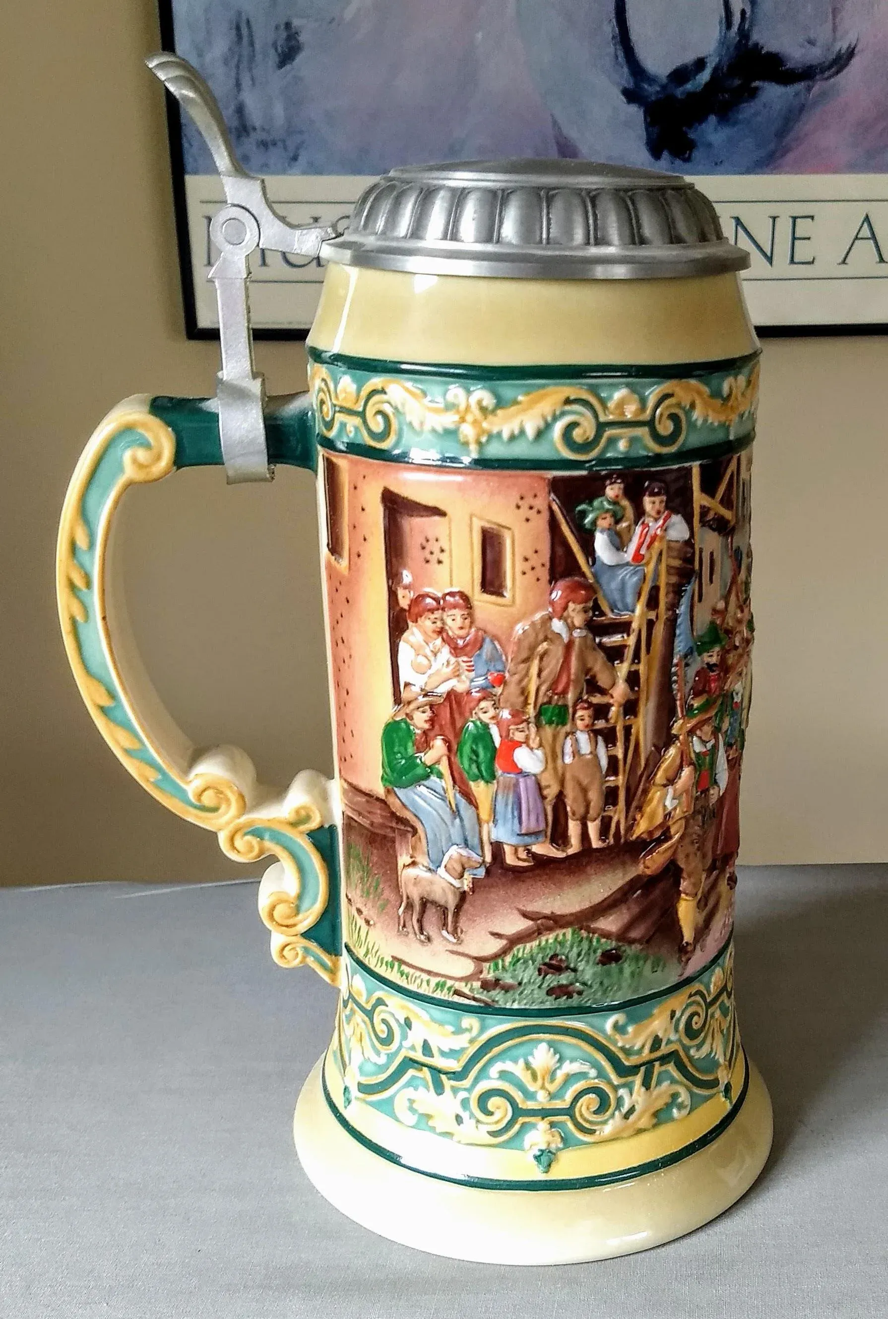 Vintage Lidded Edition Domex German Beer Mug With Pewter Top