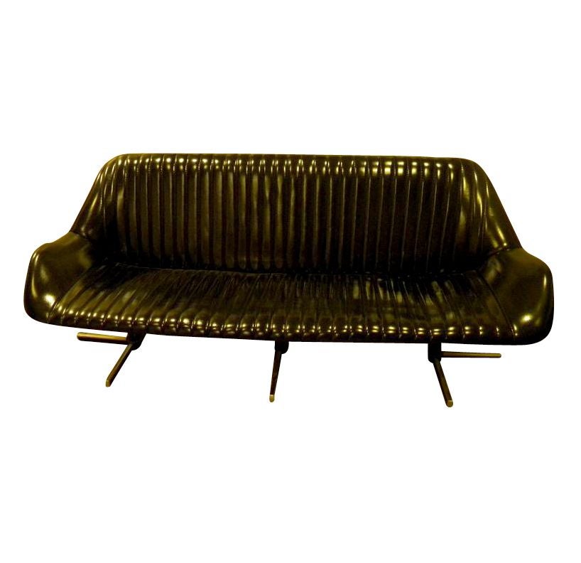 Vintage Black Vinyl Pod Sofa Chairish