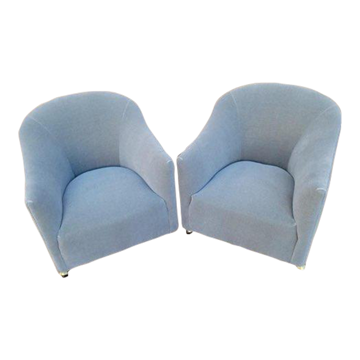 Mid Century Modern Barrel Back Club Chairs by Kroehler Newly