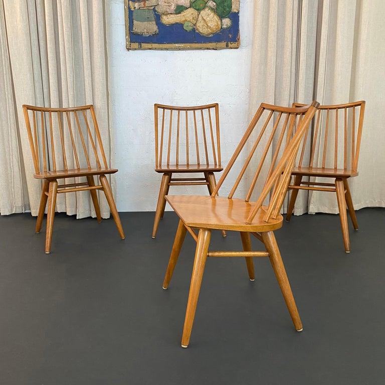 1950s Mid Century Birch Spindle-Back Dining Chairs by Leslie