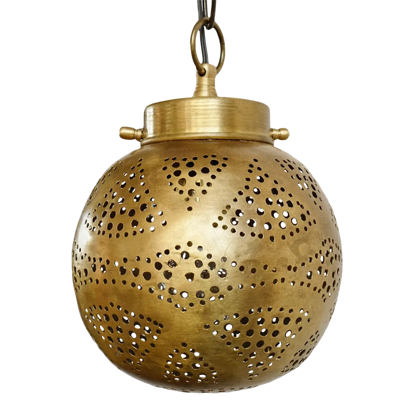 Small Brass Work Globe Pendant Light | Chairish
