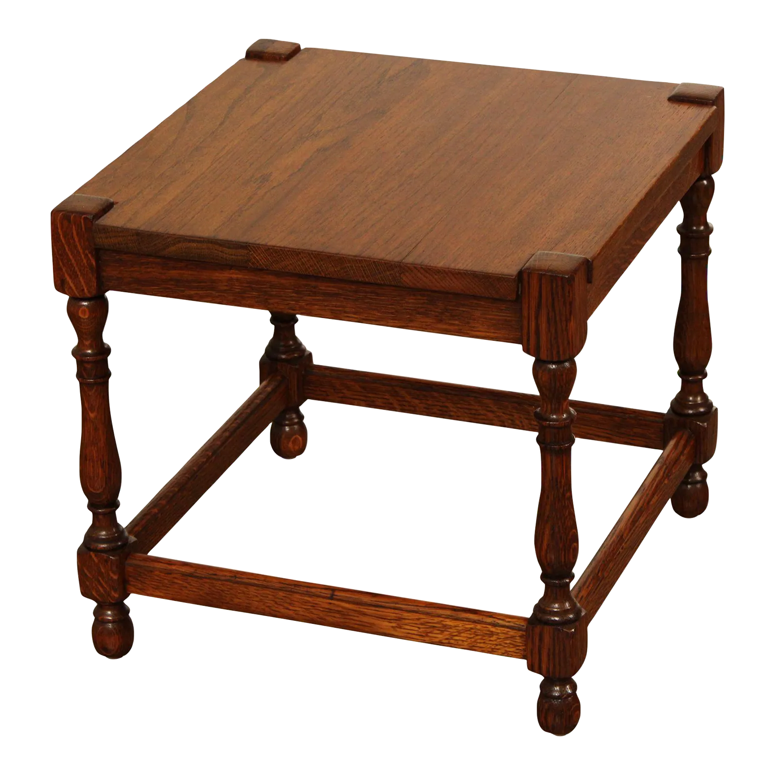 William & Mary Style Oak Square Top Taboret Side Table | Chairish