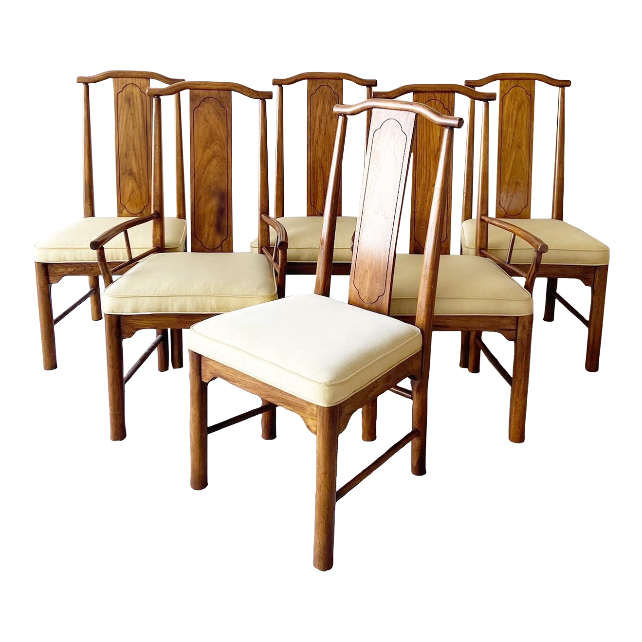 Vintage Chinoiserie Wooden Dining Chairs Set of 6 Chairish