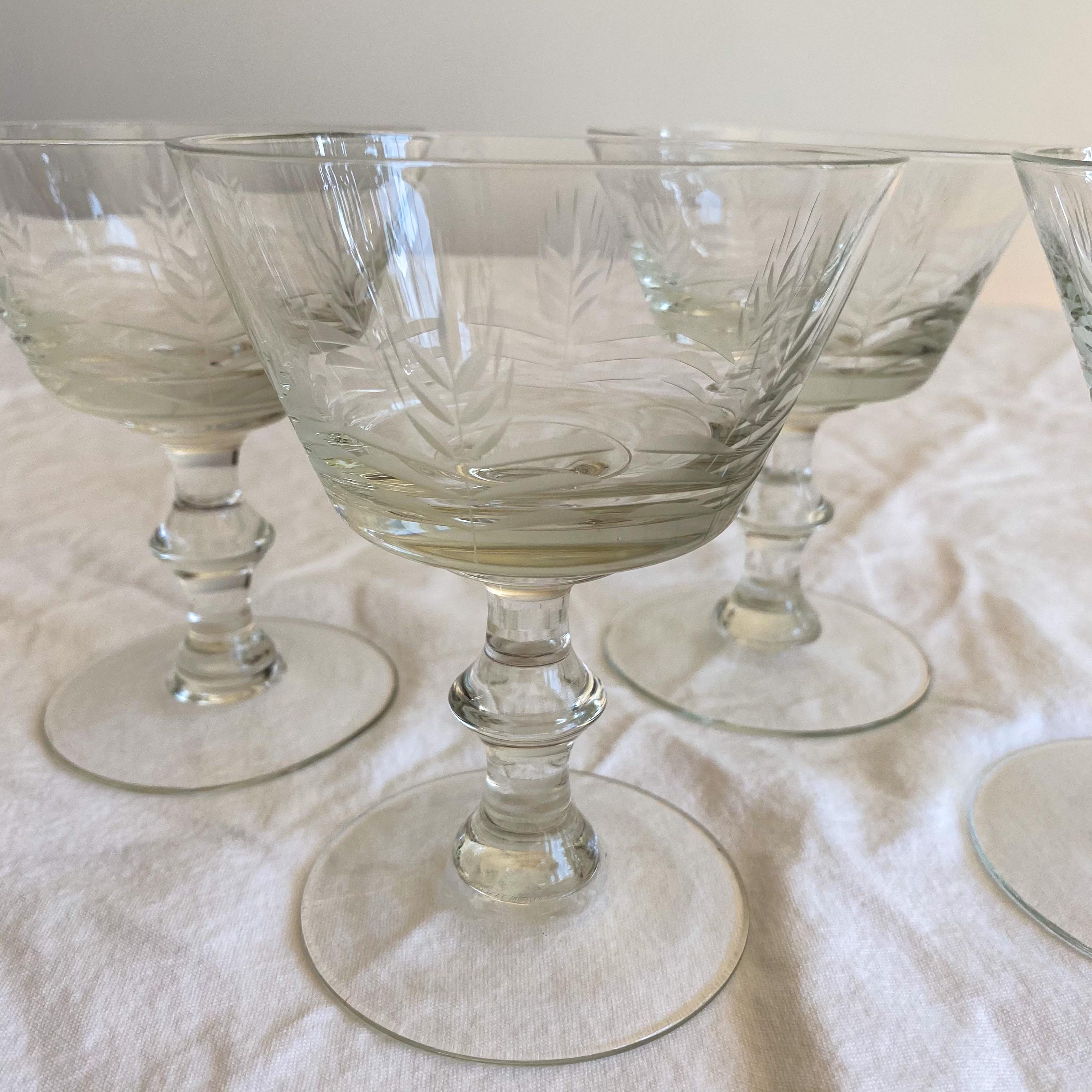 【NEW限定品】 Glass Etched Wheat Mid-Century 1960s Champagne Set - Coupes 小物