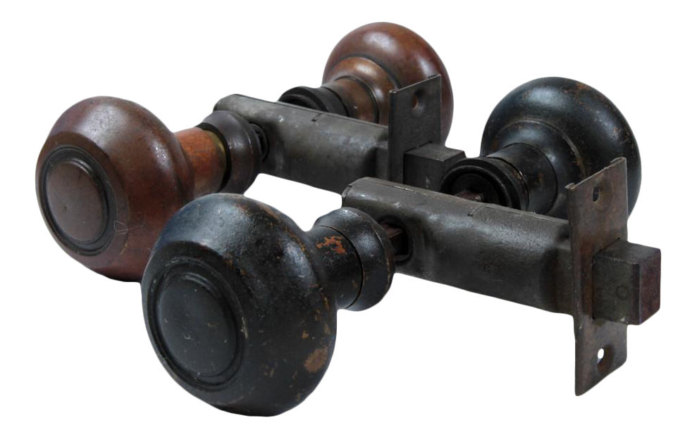 Antique Solid Brass Door Knobs With Latches a Pair Chairish