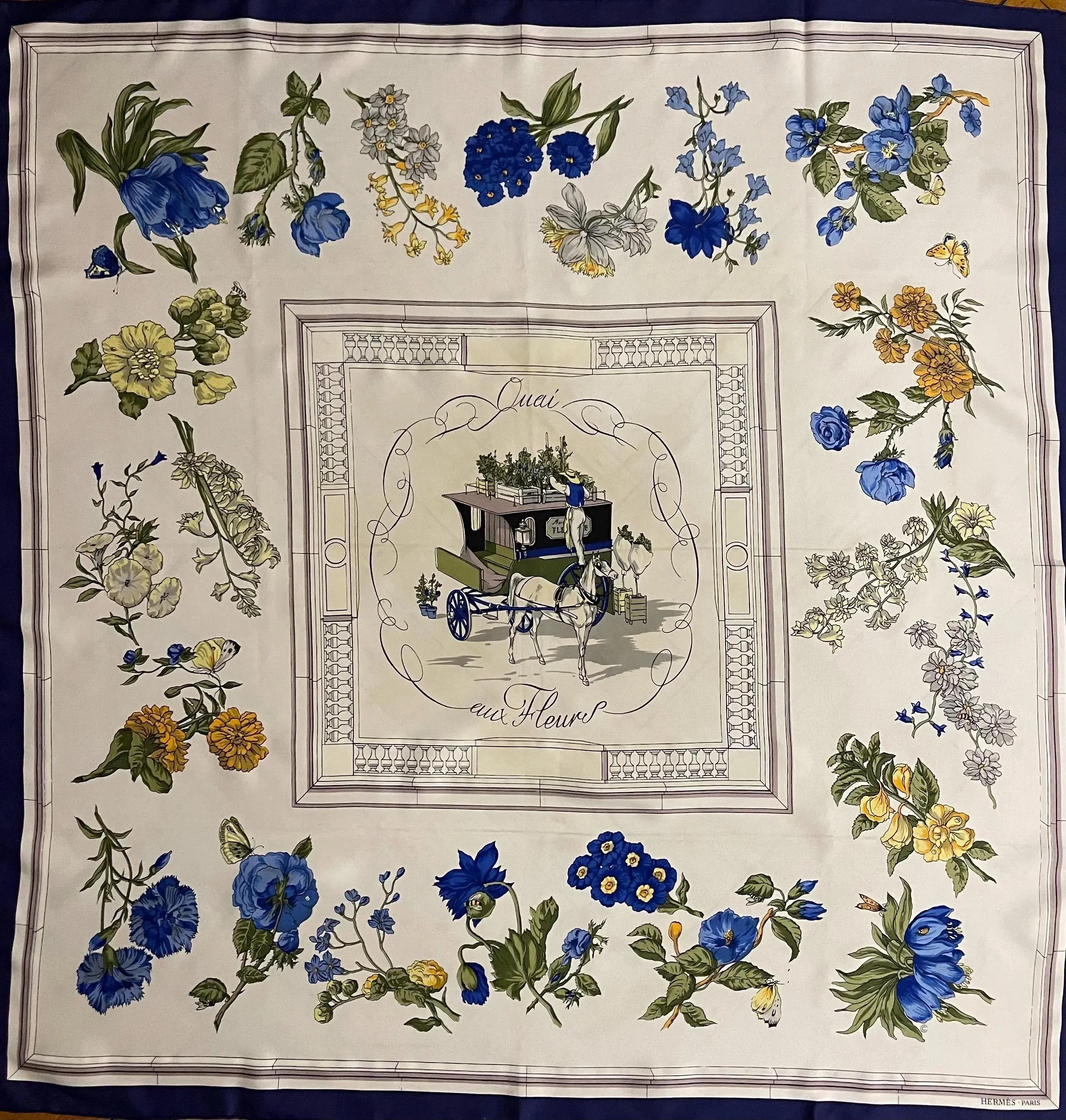 Hermès Scarf “Quai Aux Fleurs” 1952 | Chairish