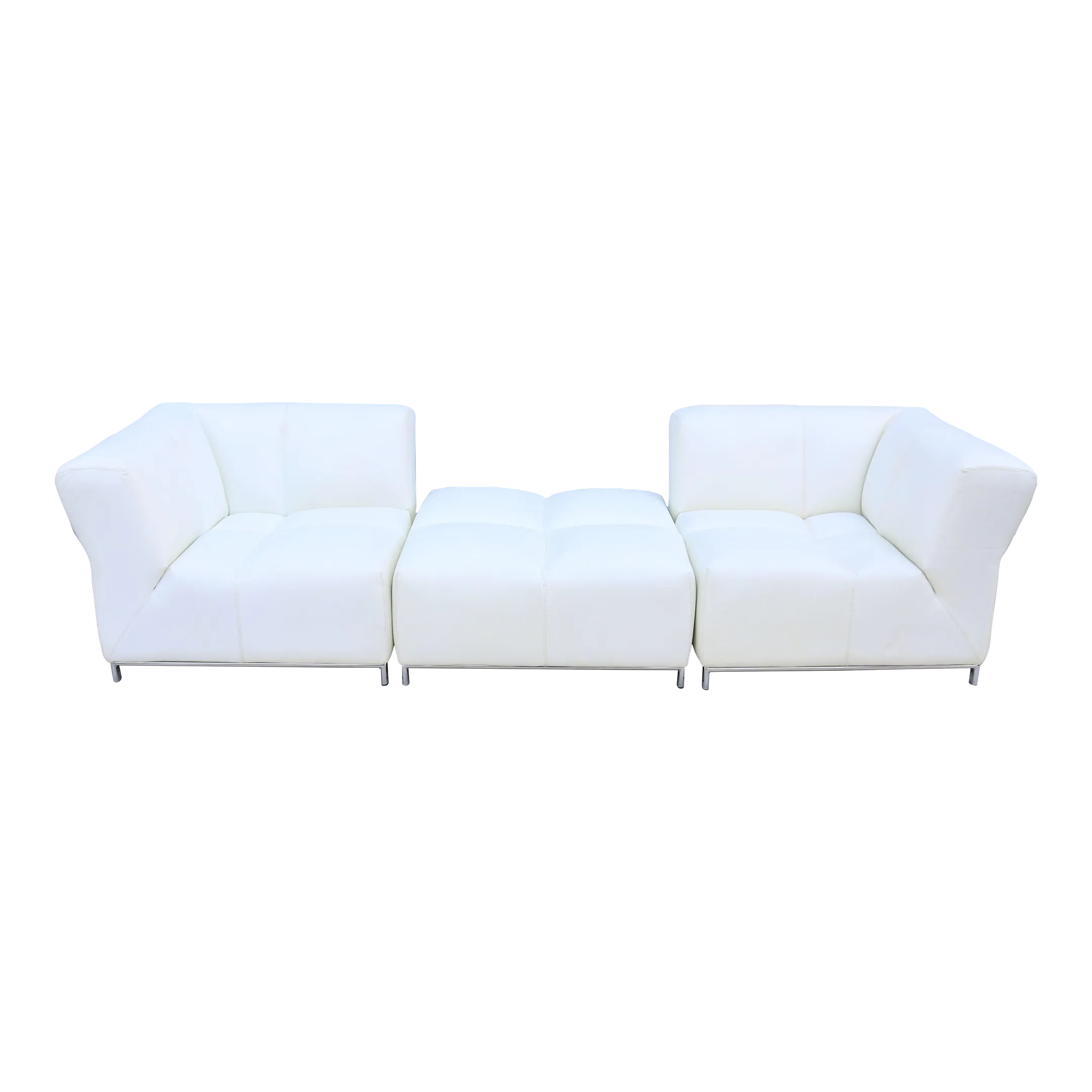 Italian Modern Domino Modular White Leather Sofa by Gamma Arredamenti