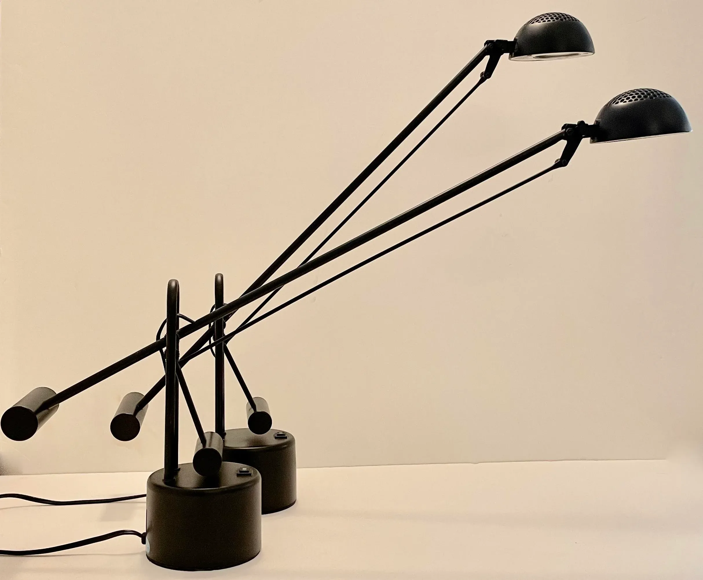 Pair Black Postmodern Table Lamps