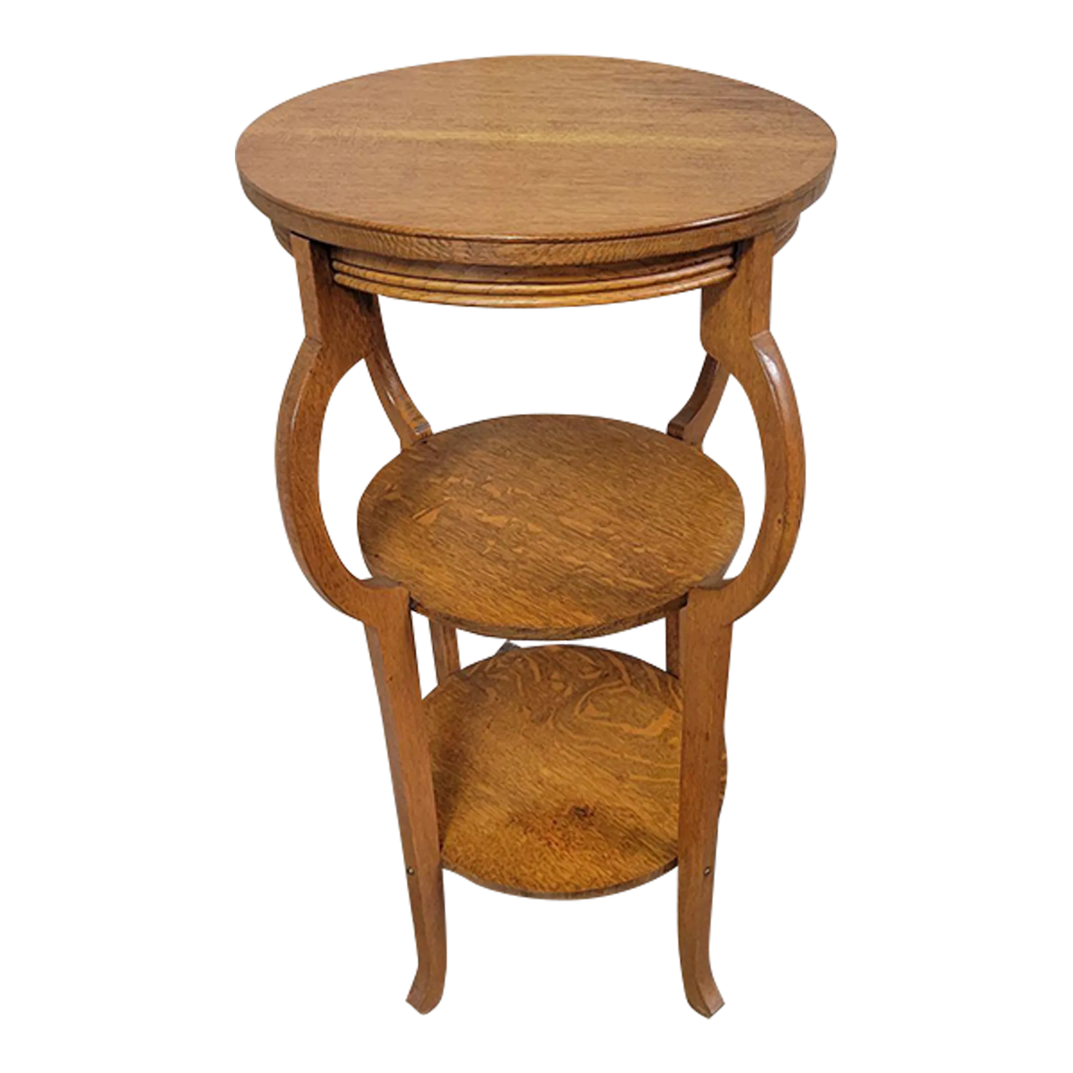 Antique Victorian Farmhouse Golden Oak Side Table Plant Stand