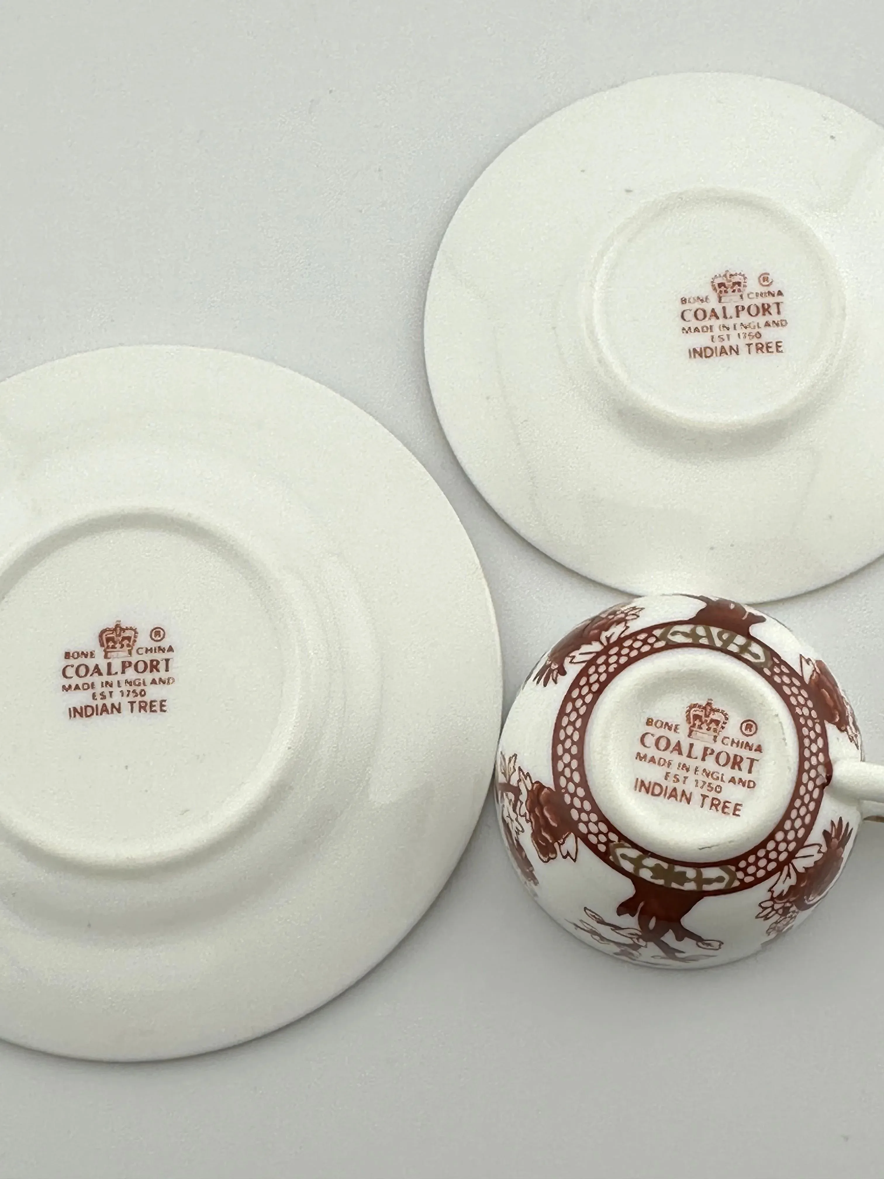 1970s Coalport Miniature Cup, Saucer & Plate – Indian Tree Pattern