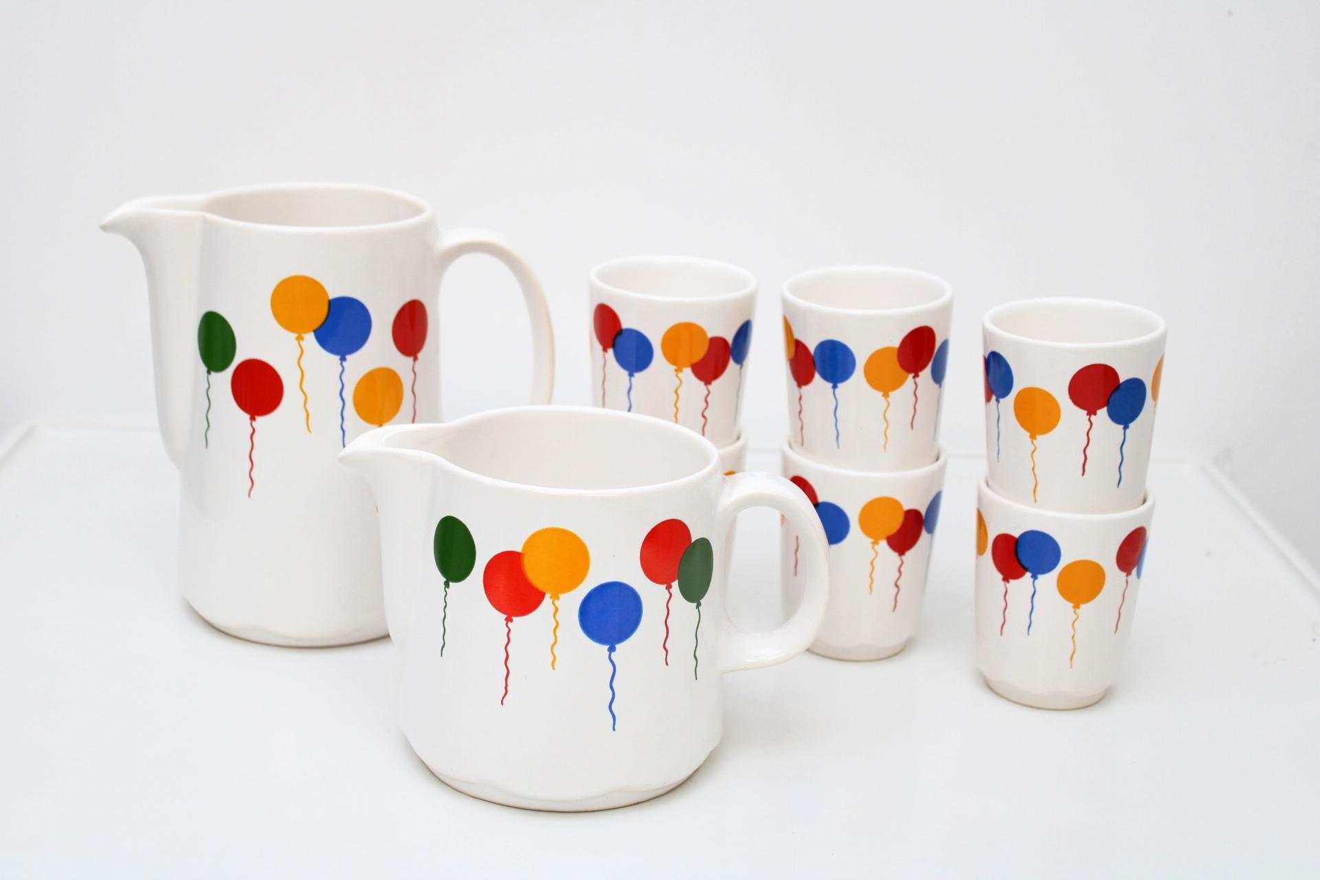 Balloon Birthday Service from Waechtersbach, 1970s, Set of 8