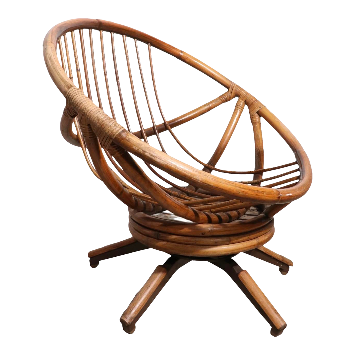 Mid Century Bamboo Swivel Chair by the Superior Reed and Rattan Furniture Company Chairish