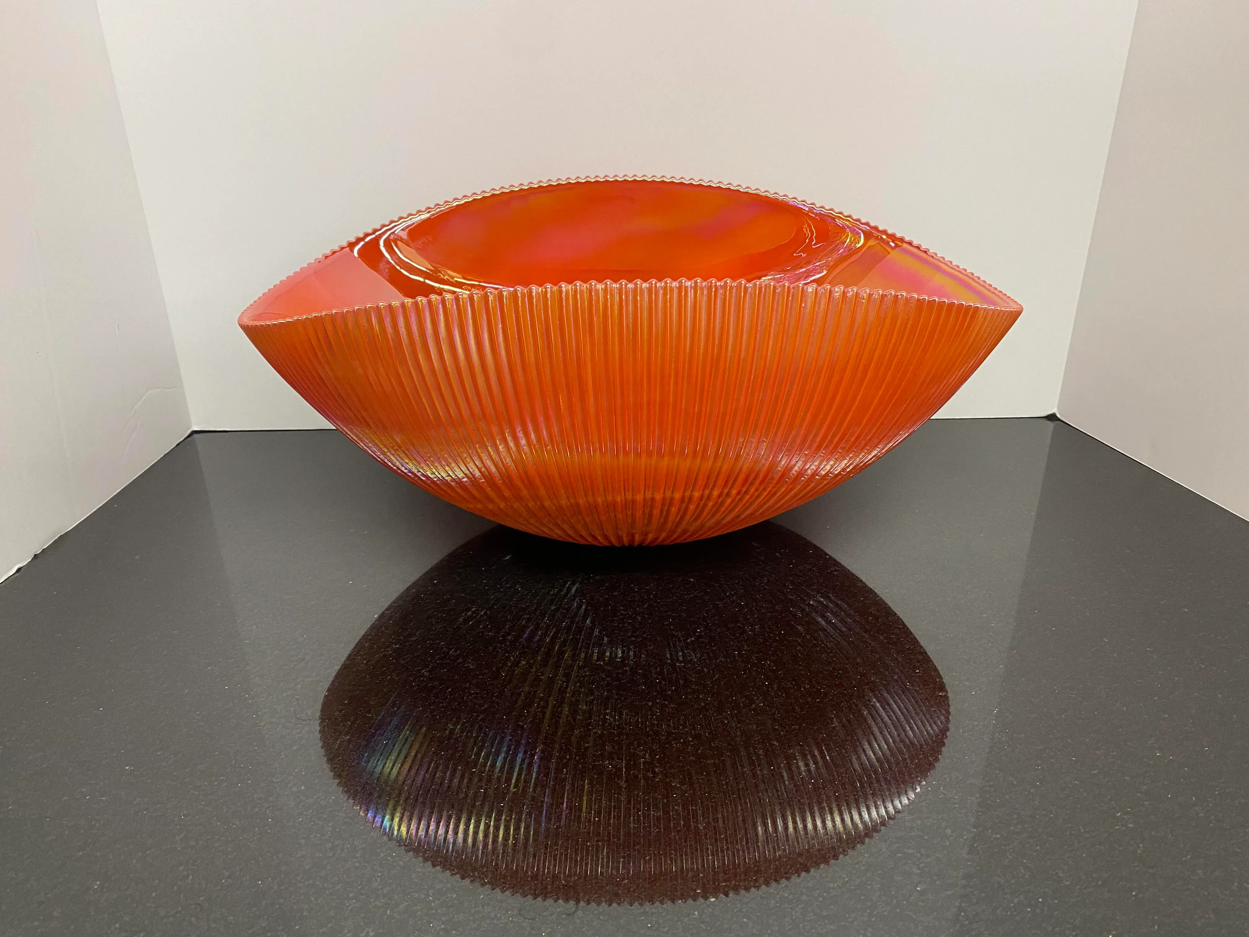 2000s Yalos Casa Murano Iridescent Orange Italian Hand-Blown River