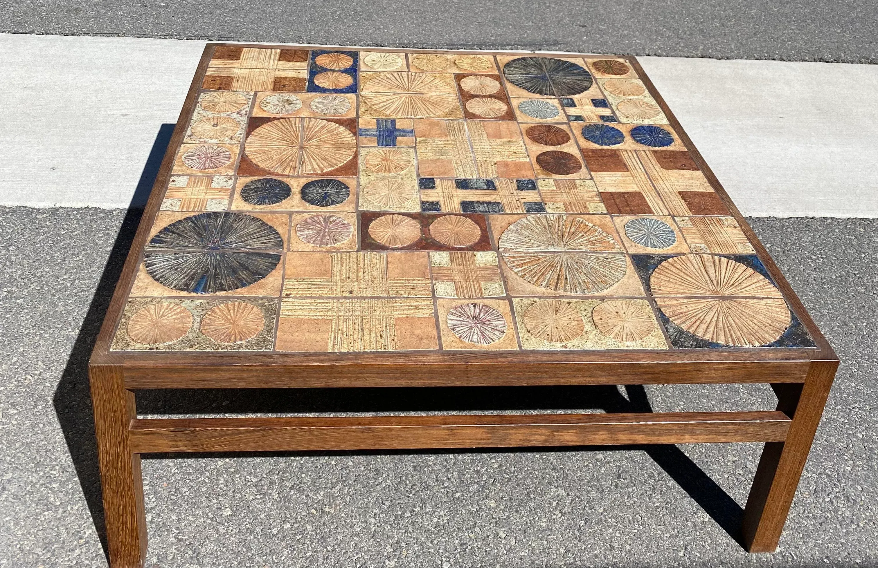 1970s Tue Poulsen Tile Top Coffee Table in Rosewood Case Frame