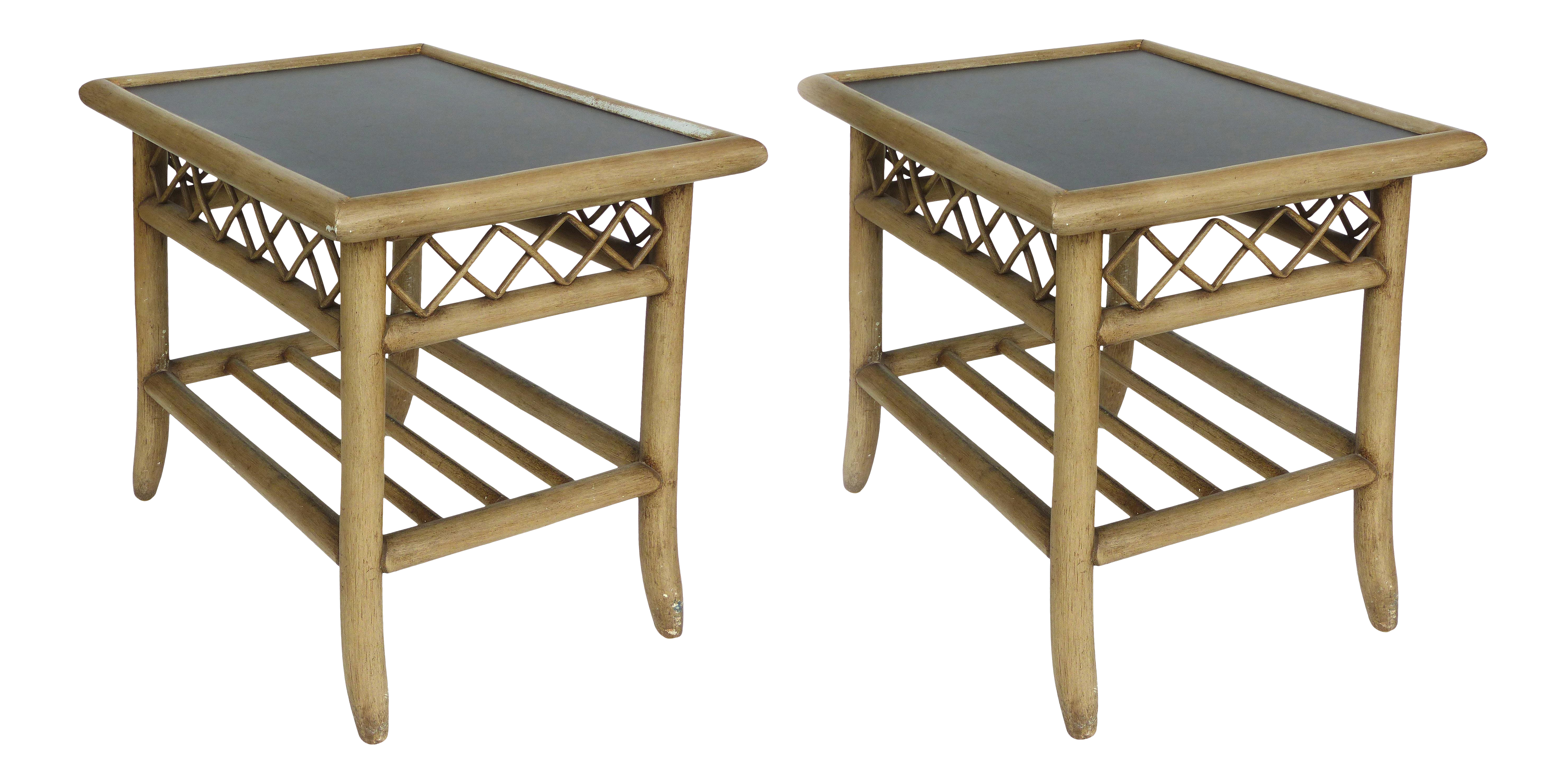 Vintage Rattan Laminate Side Table A Pair Chairish