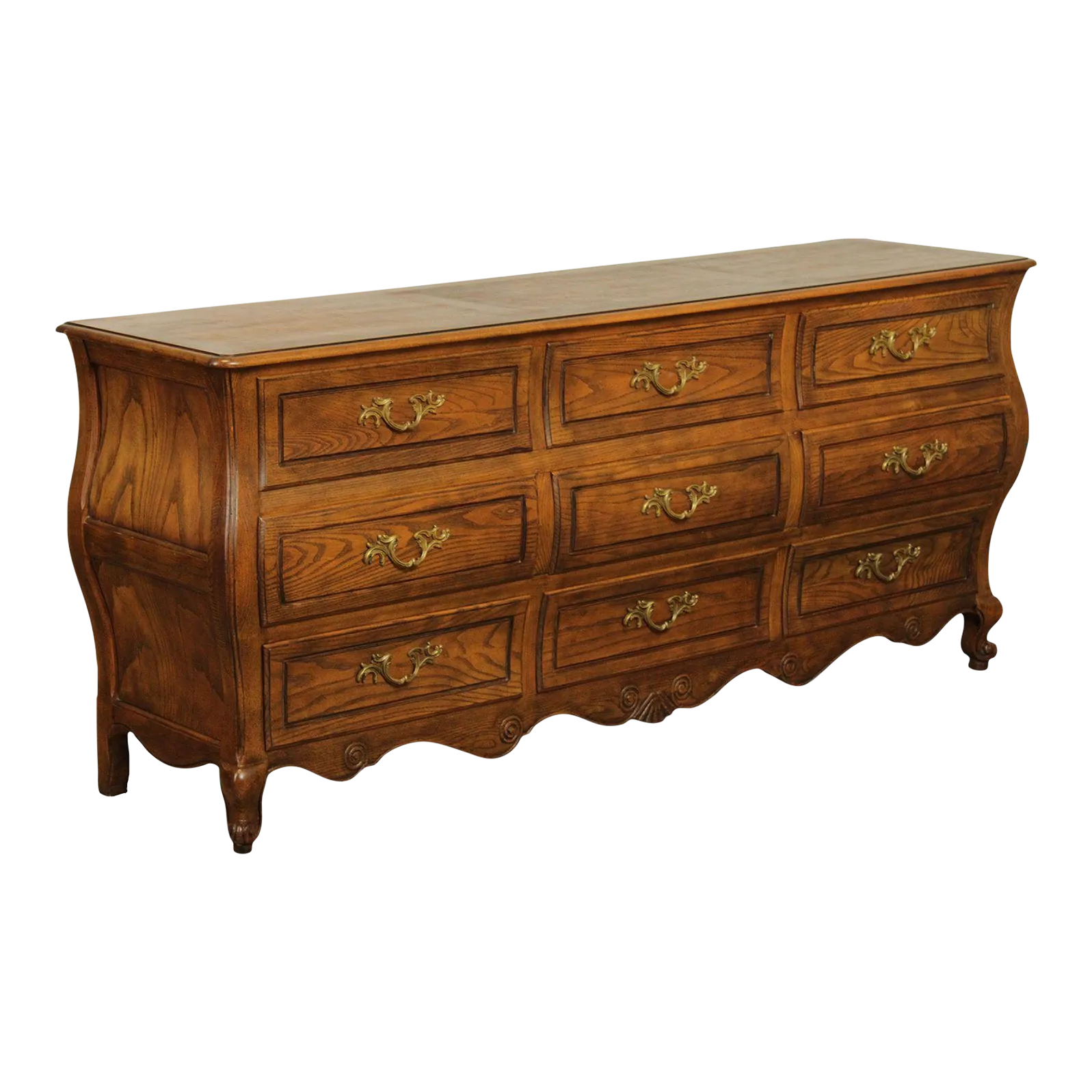 Baker Furniture French Louis XV Style Bombe Triple Dresser Chairish