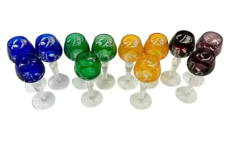 Set of Twelve Bohemian Crystal Cordial Glasses | Chairish