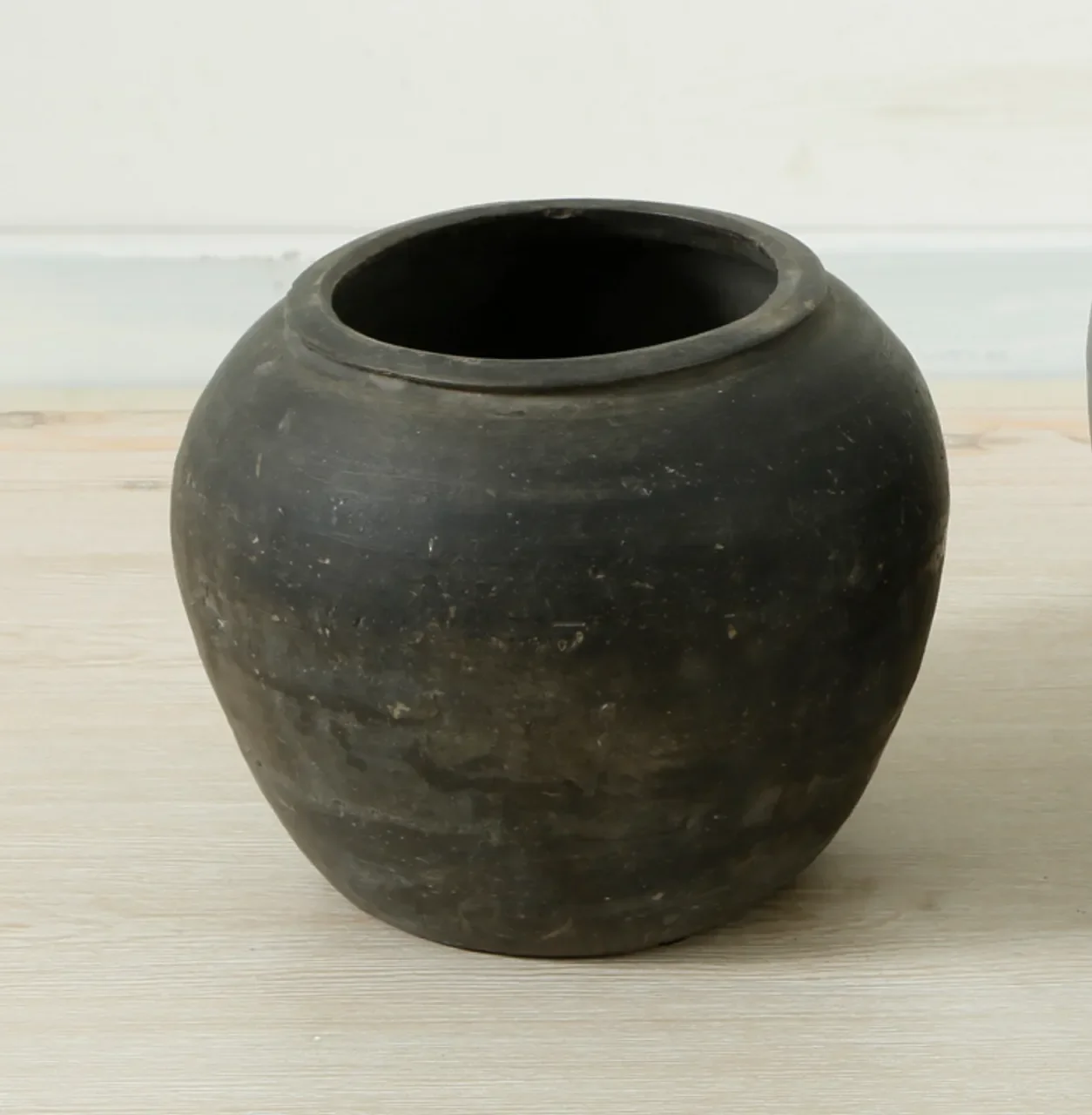 Early 20th Century Vintage Gray Ceramic Pottery Jar