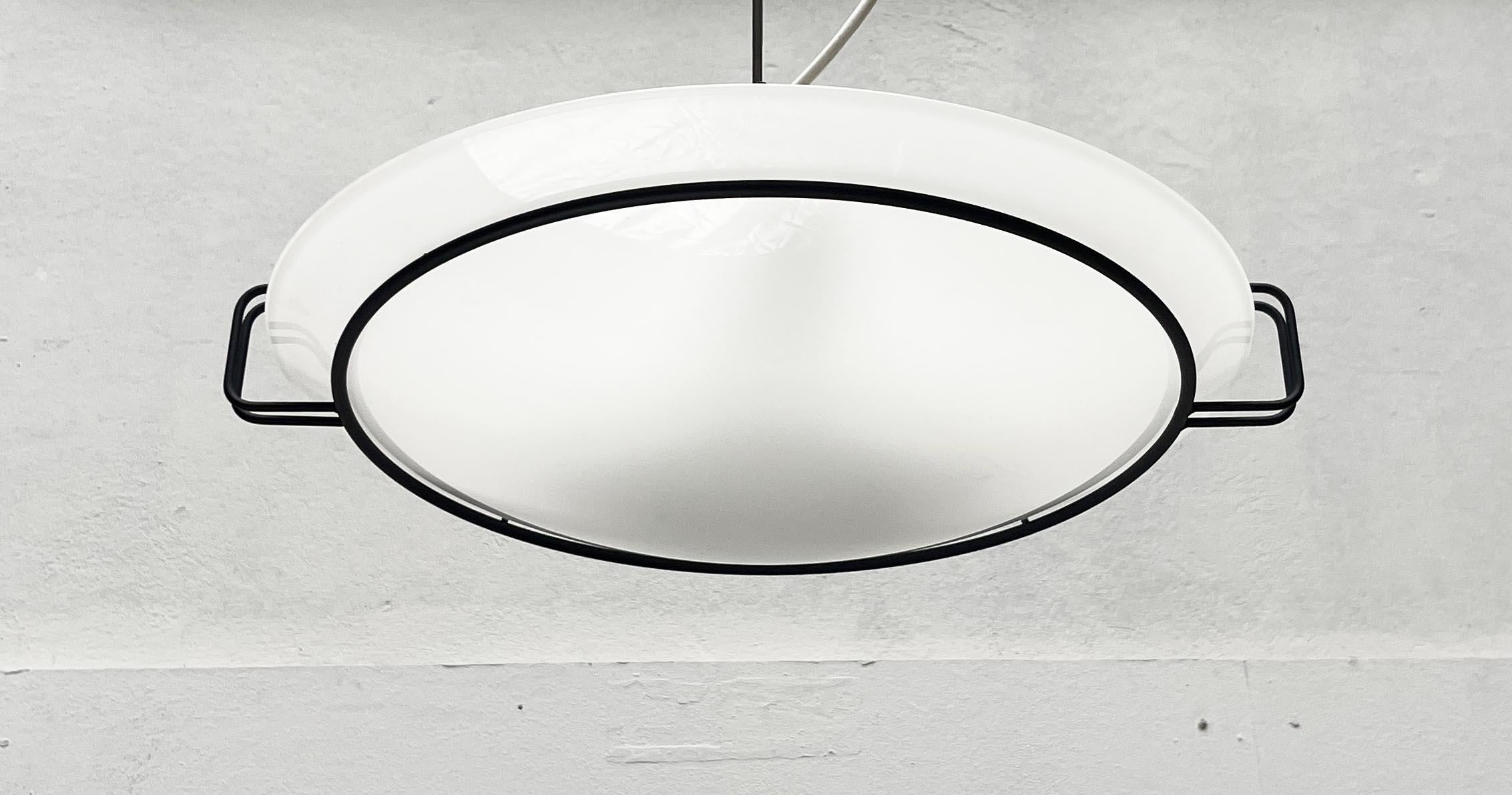 Vintage Metal and Glass Ceiling Lamp from Kalmar, 1980s