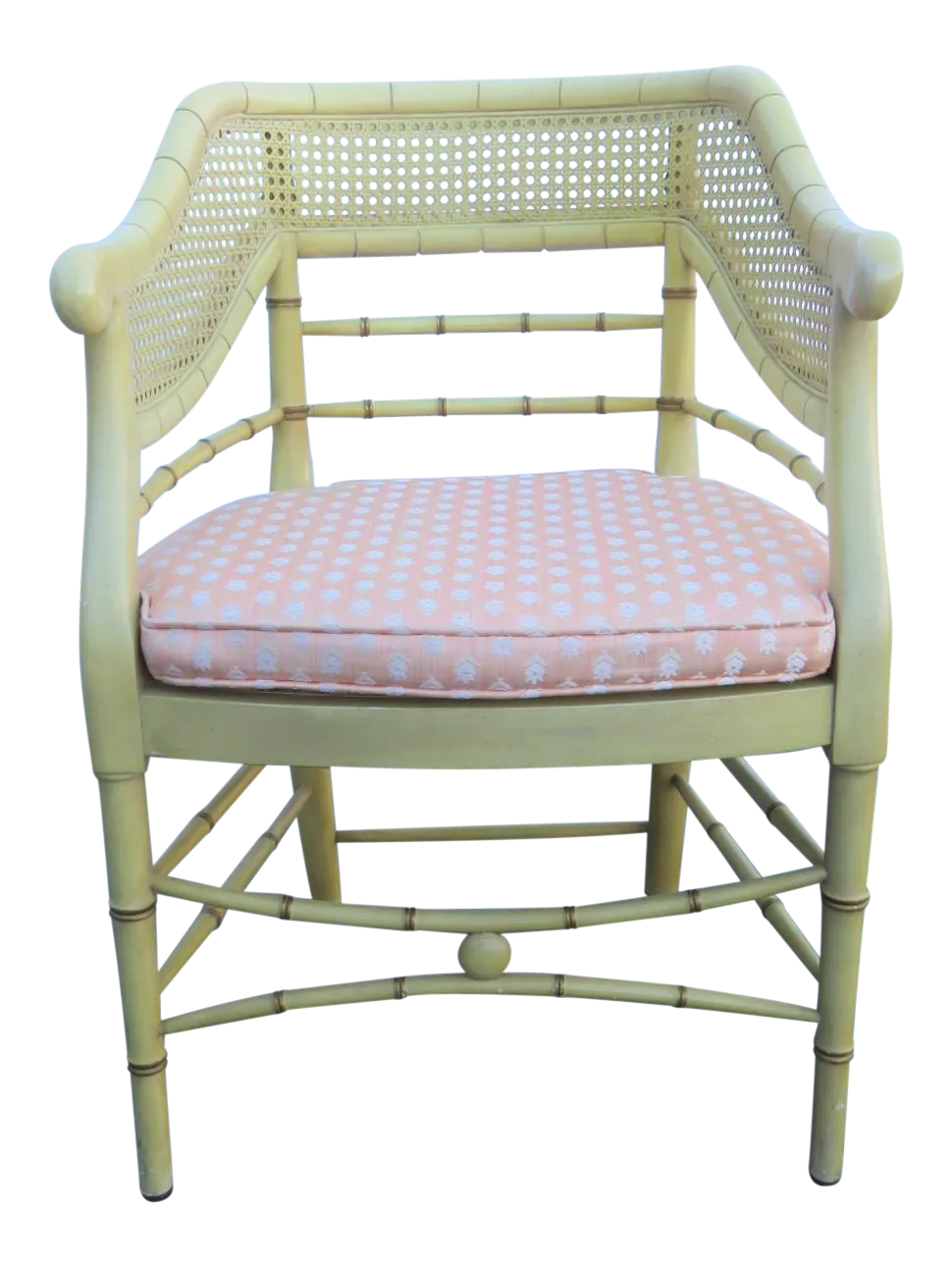 Mid 20th Century Regency Faux Bamboo Yellow Chair Chairish