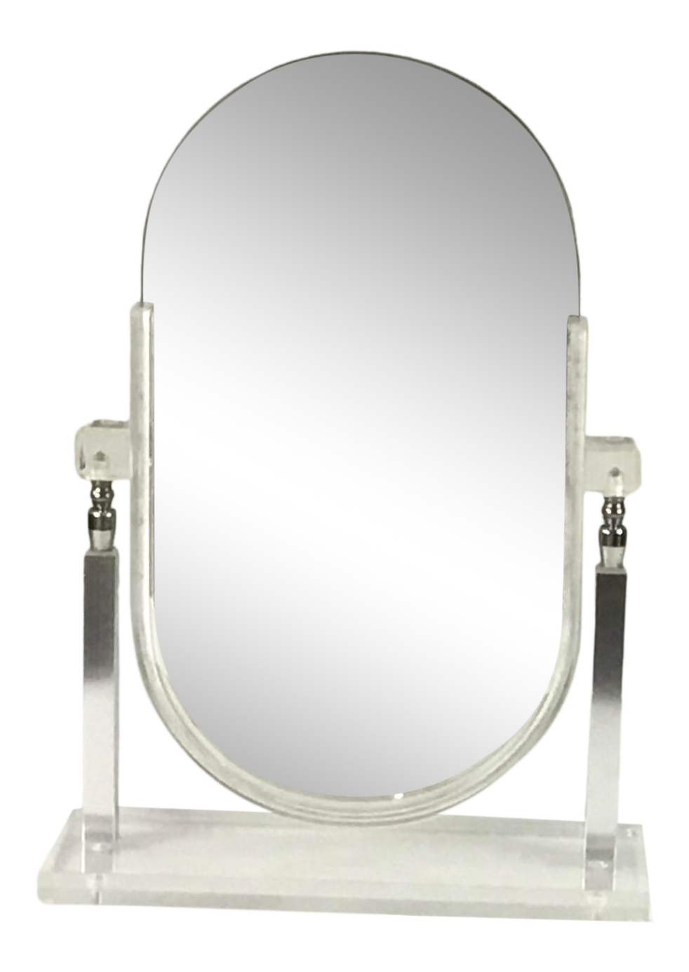 Lucite & Chrome Table Top Vanity Mirror After Charles Hollis Jones