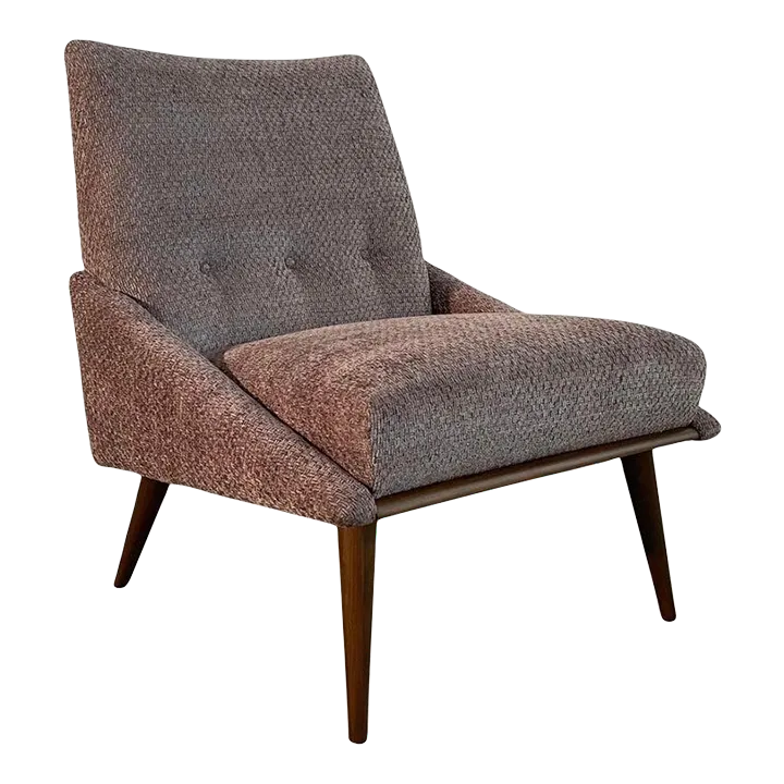 1950s Mid-Century Modern Upholstered Walnut Slipper Chair by