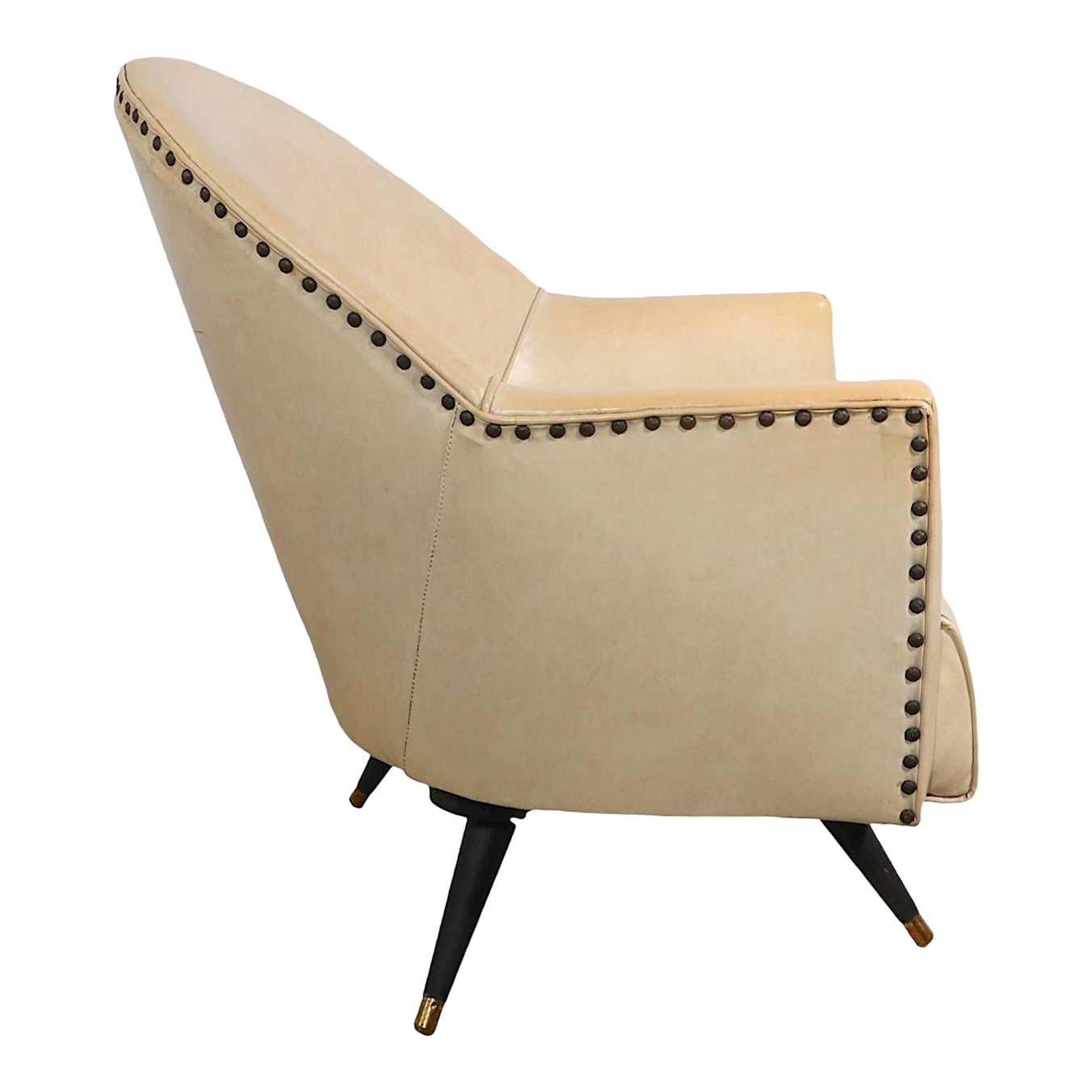 Mid Century Swivel Tub Chair in White Vinyl Upholstery C 1950/1960's