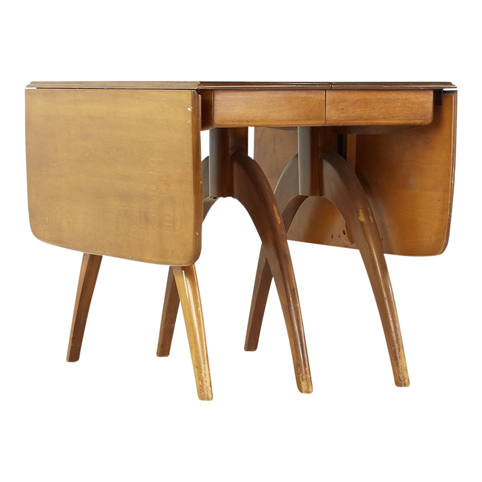 Heywood Wakefield Mid Century Wishbone Expanding Dining Table With 2