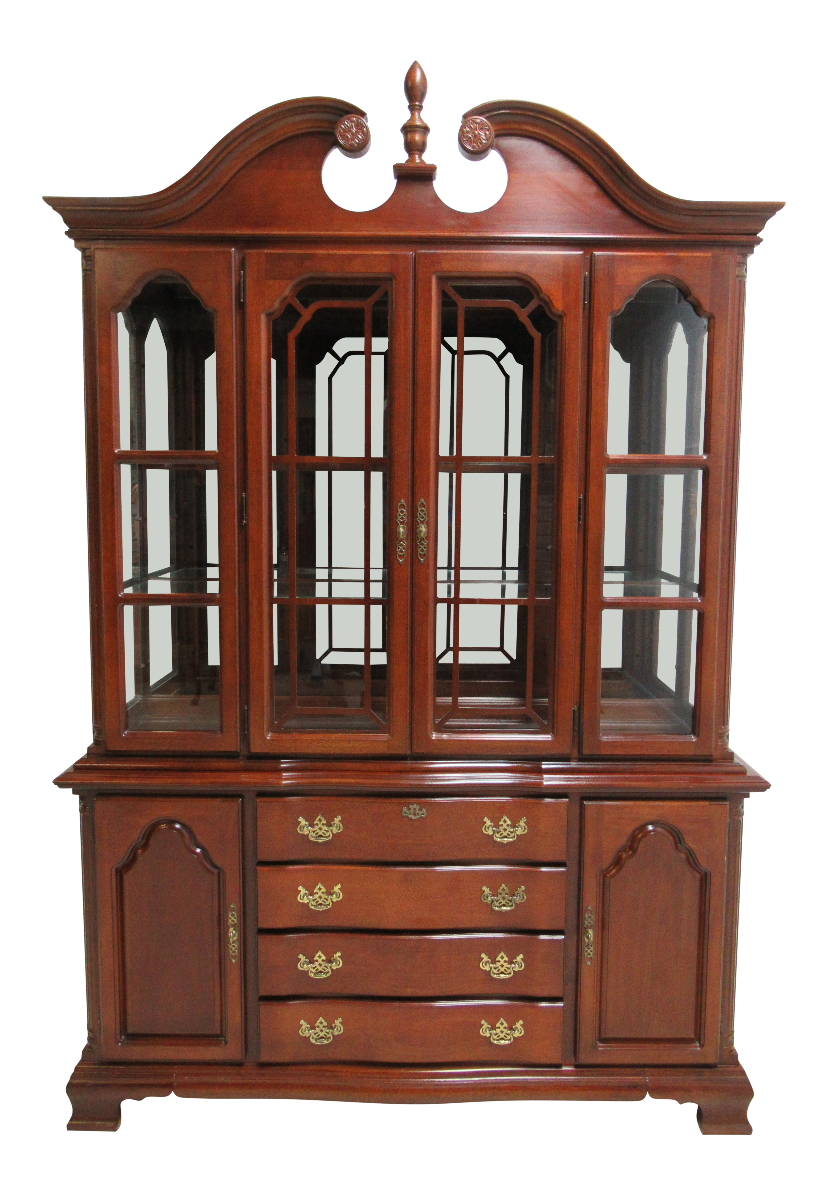 Lexington Chippendale Cherry Hutch China Cabinet Breakfront Chairish