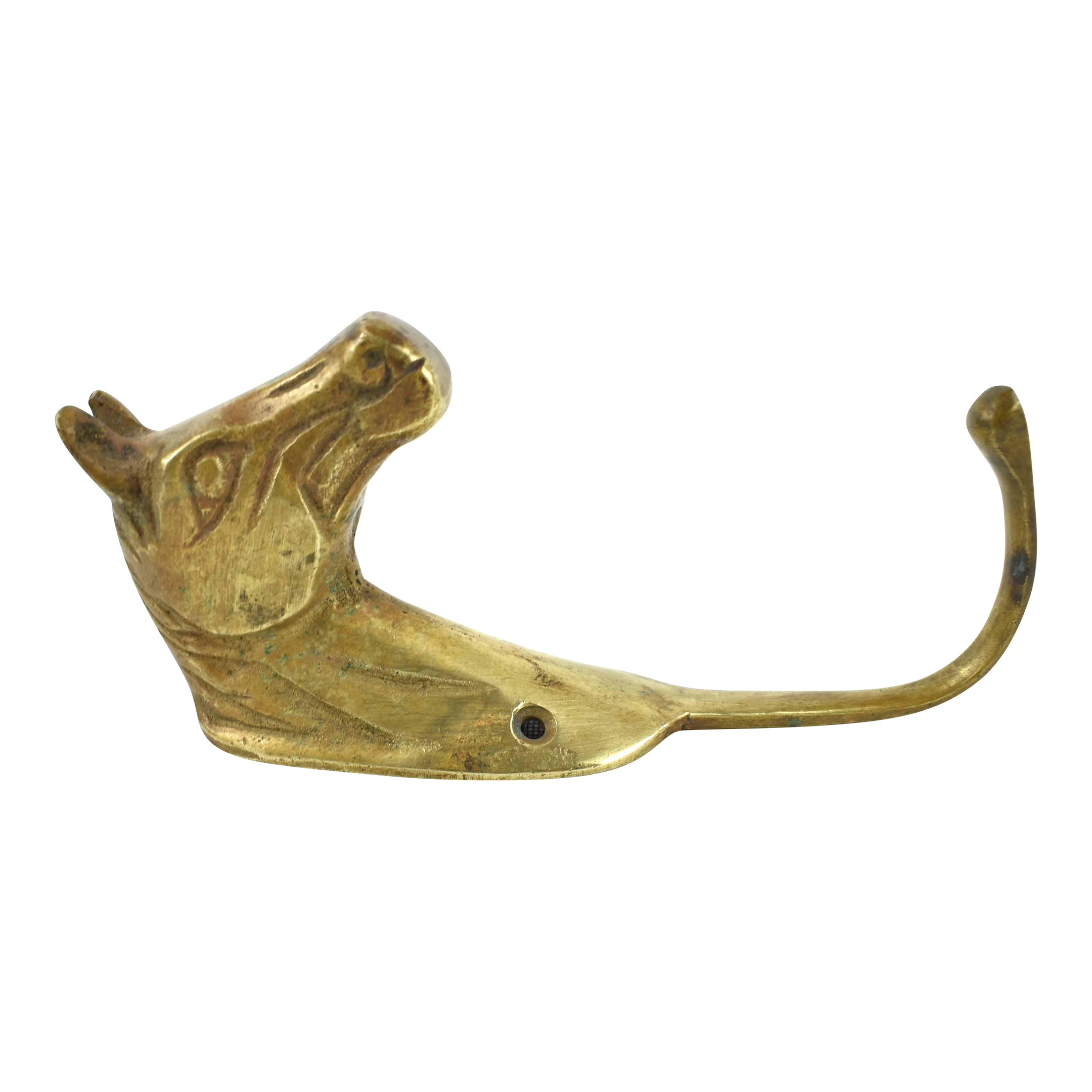 Mid Century Modern Solid Brass Horse Head Wall Mount Hook